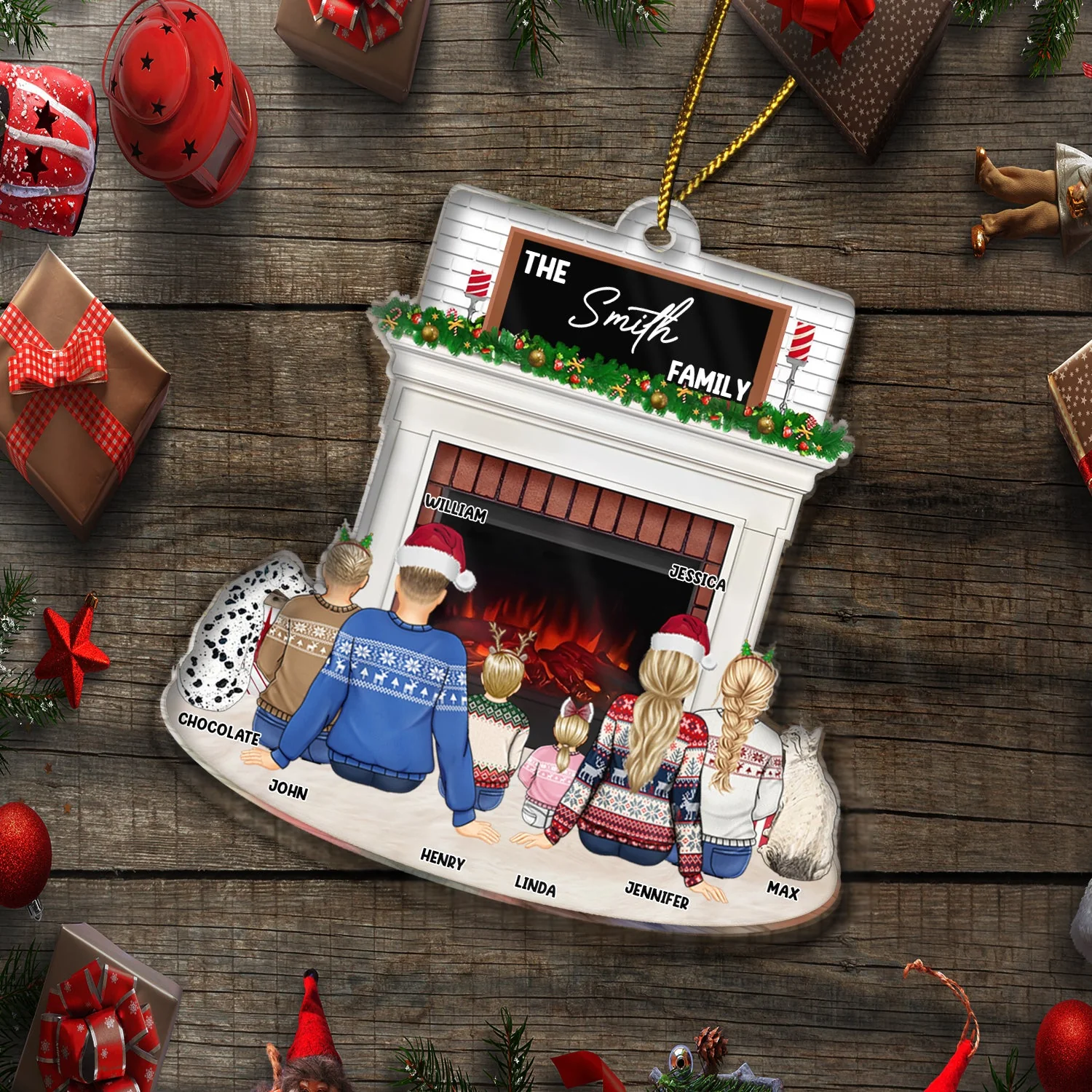 Christmas Family Backside Custom Name - Gift For Family - Personalized Cutout Acrylic Ornament - Image 6