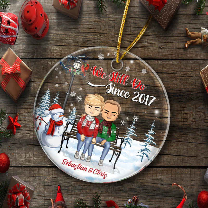 Christmas Family Couple I'm Yours No Returns Or Refunds - Gift For Couples - Personalized Custom Circle Acrylic Ornament - Image 6
