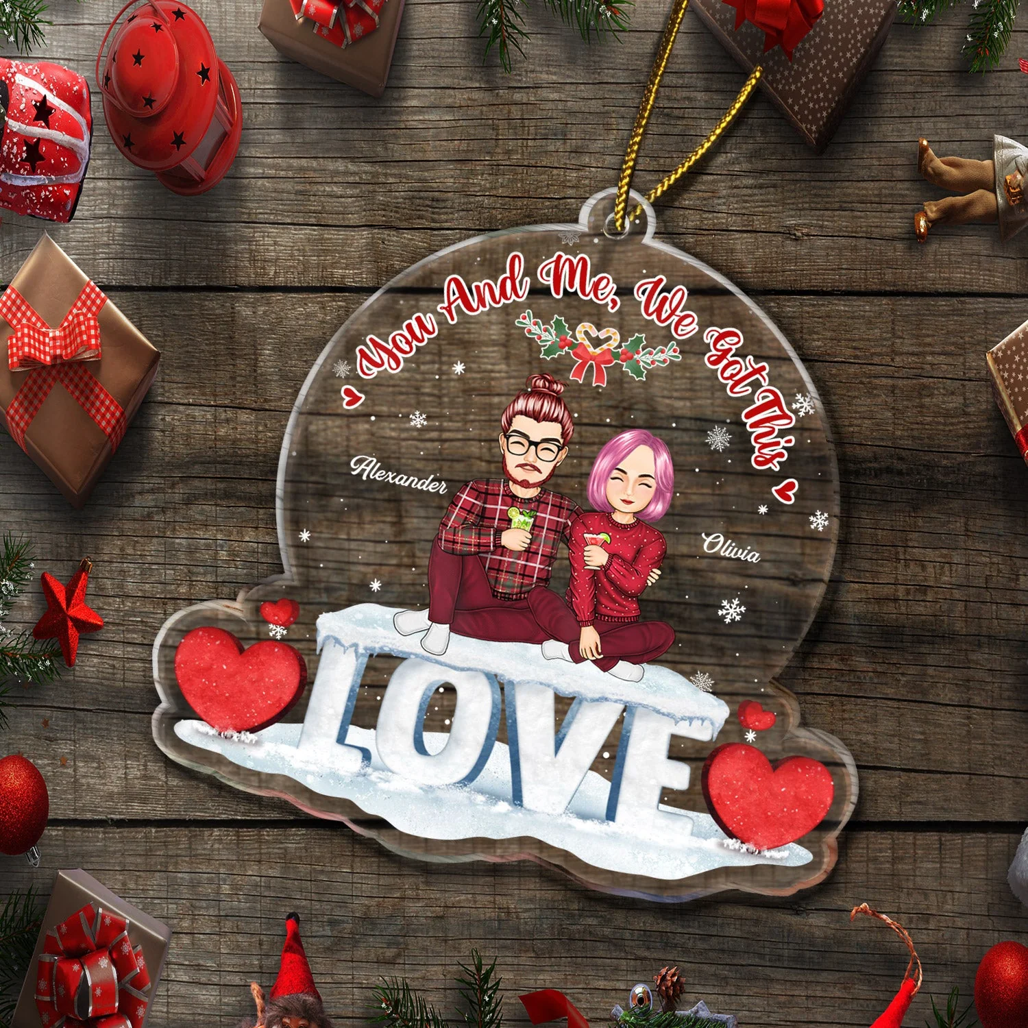 Christmas Family Couple Annoying Each Other Since - Gift For Couples - Personalized Custom Shaped Acrylic Ornament - Image 5