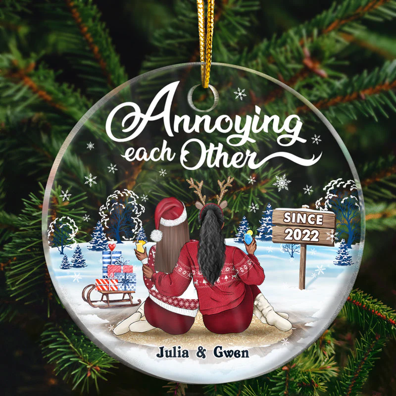 Christmas Family Couple I'm Yours No Refunds - Personalized Custom Circle Acrylic Ornament - Image 2