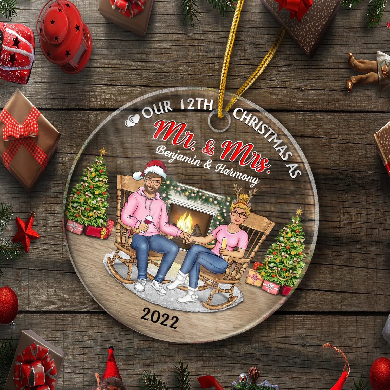 Christmas Family Couple Our First Christmas Together - Gift For Couples - Personalized Custom Circle Acrylic Ornament - Image 5