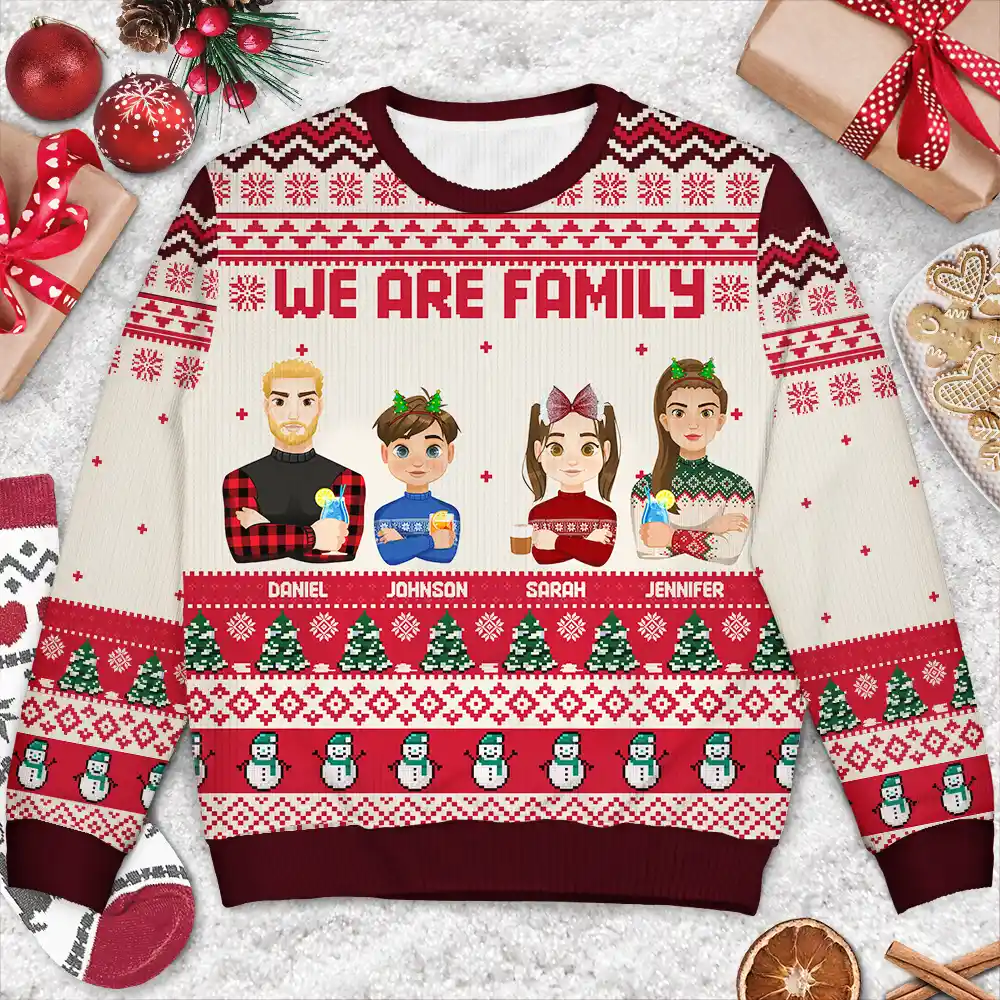 Christmas Family Crew We Are Family - Personalized Unisex Ugly Sweater - Image 3