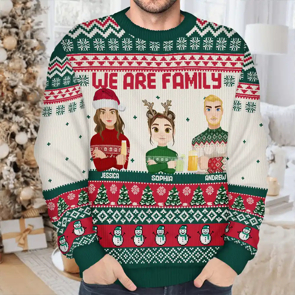 Christmas Family Crew We Are Family - Personalized Unisex Ugly Sweater - Image 4