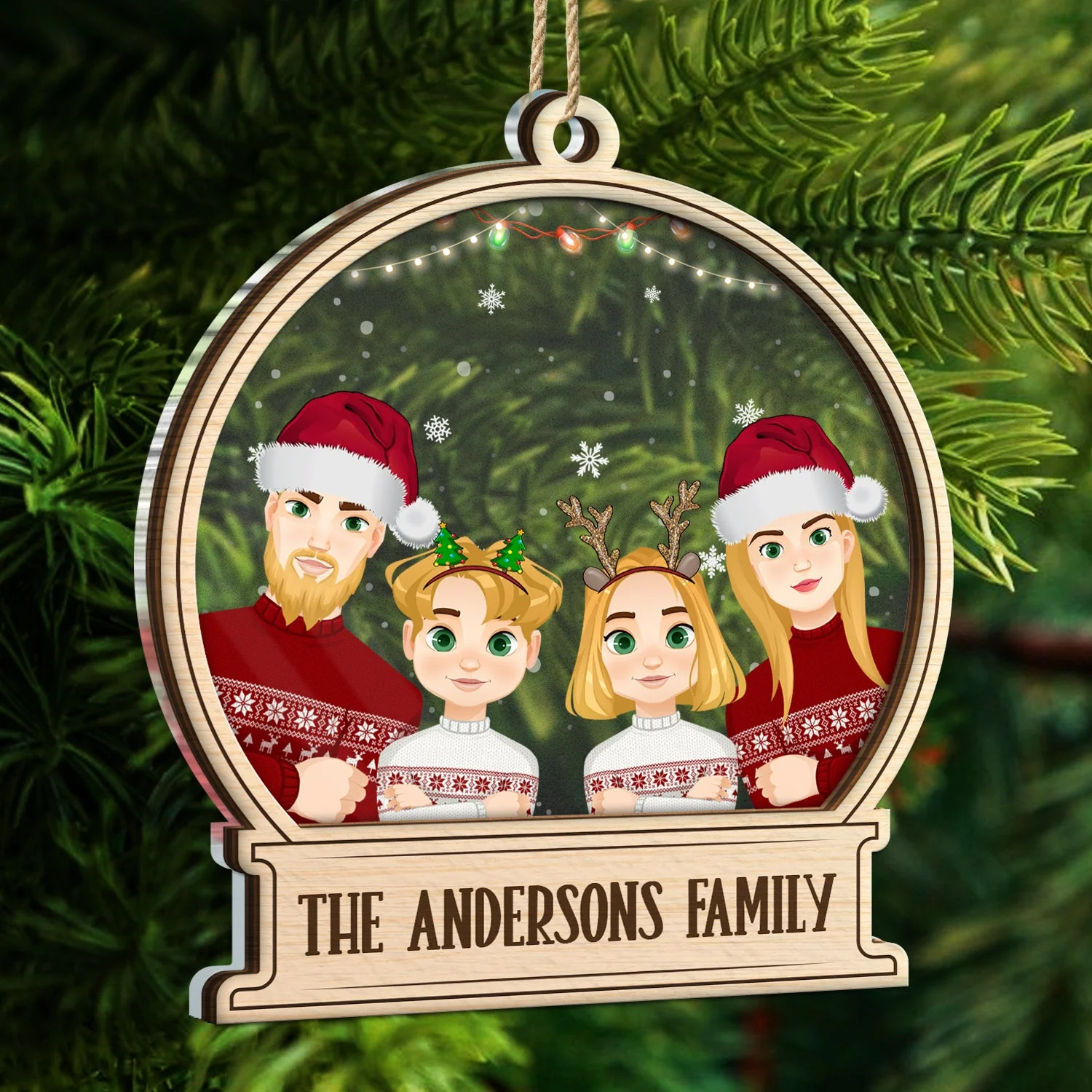 Christmas Family Custom Name - Gift For Family - Personalized 2-Layered Mix Ornament - Image 5
