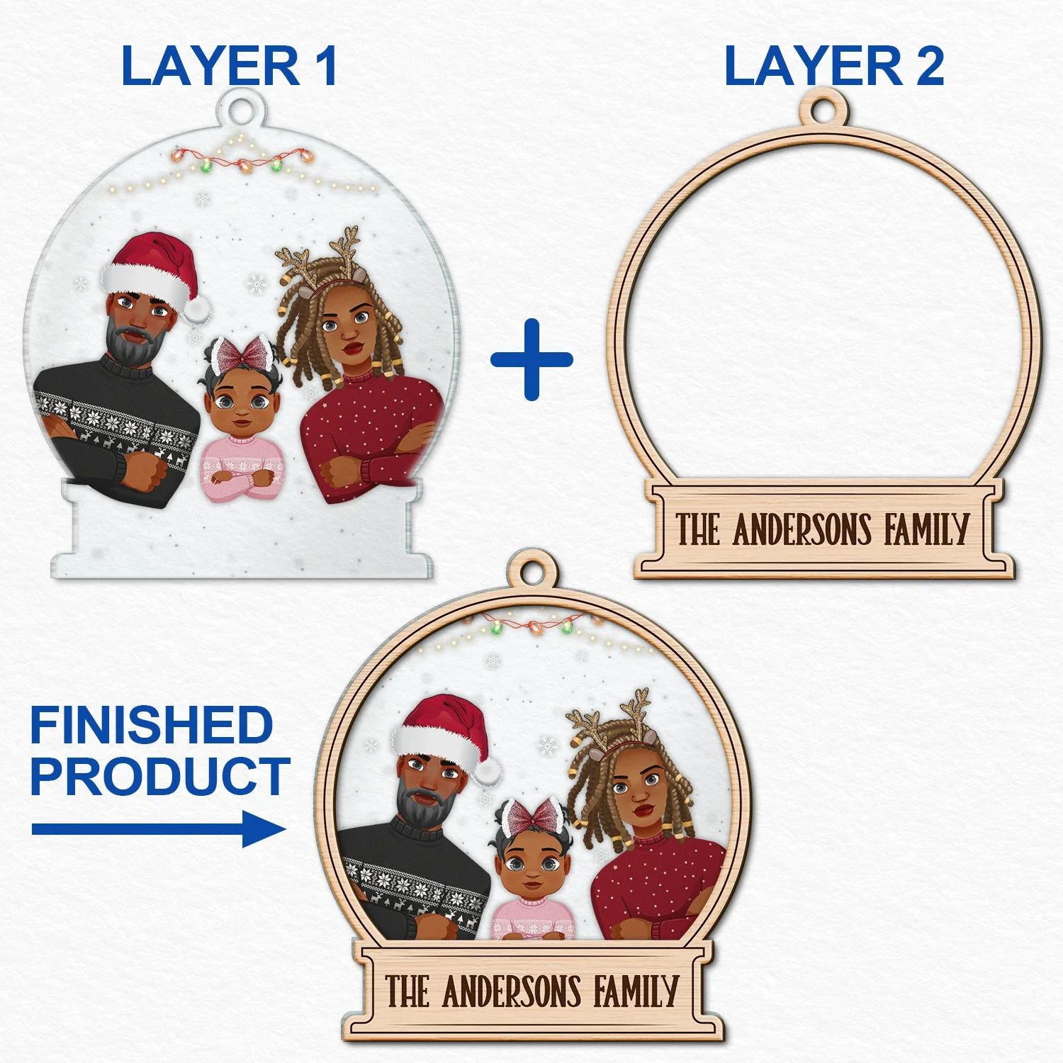 Christmas Family Custom Name - Gift For Family - Personalized 2-Layered Mix Ornament - Image 6