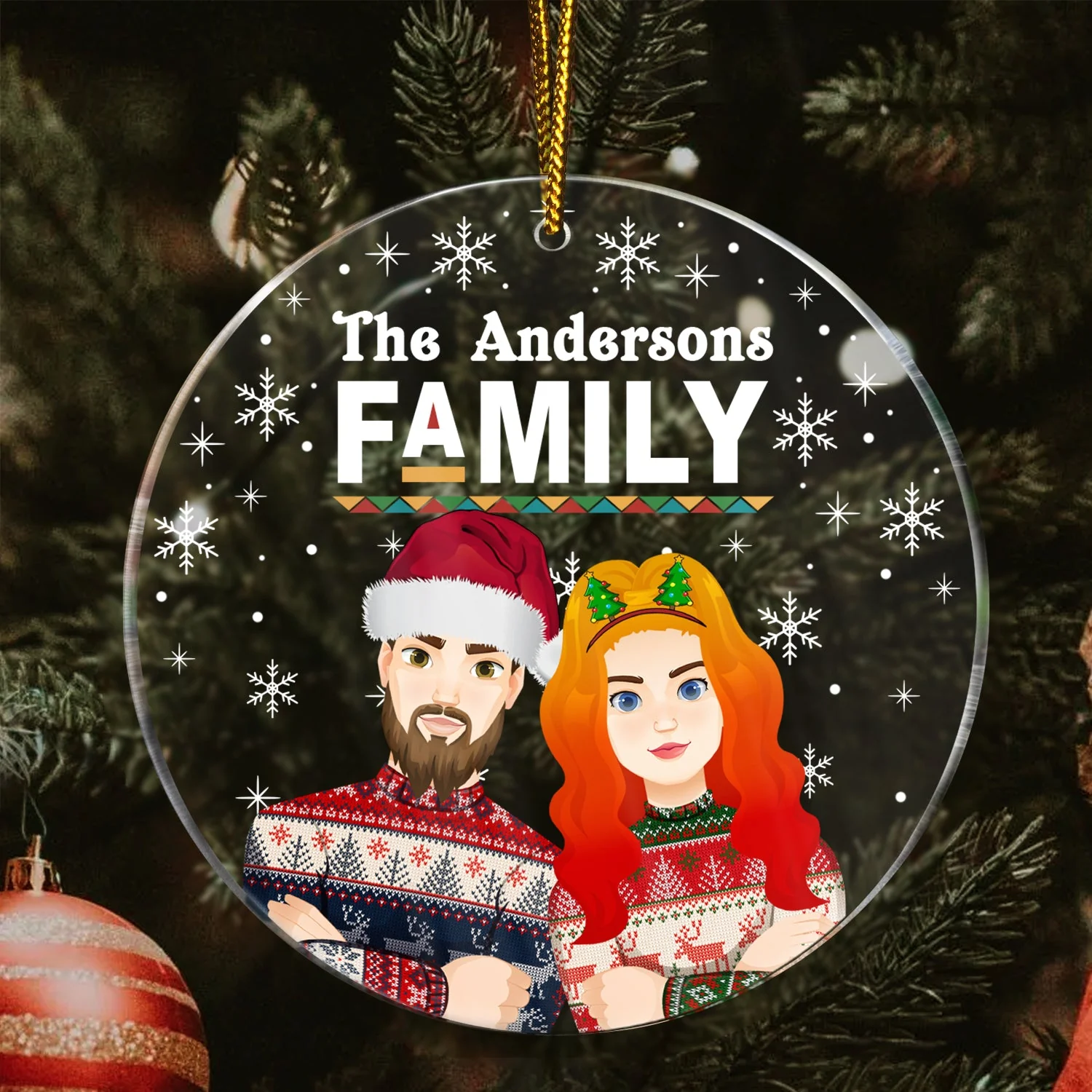 Christmas Family Custom Name - Gift For Family - Personalized Circle Acrylic Ornament - Image 3