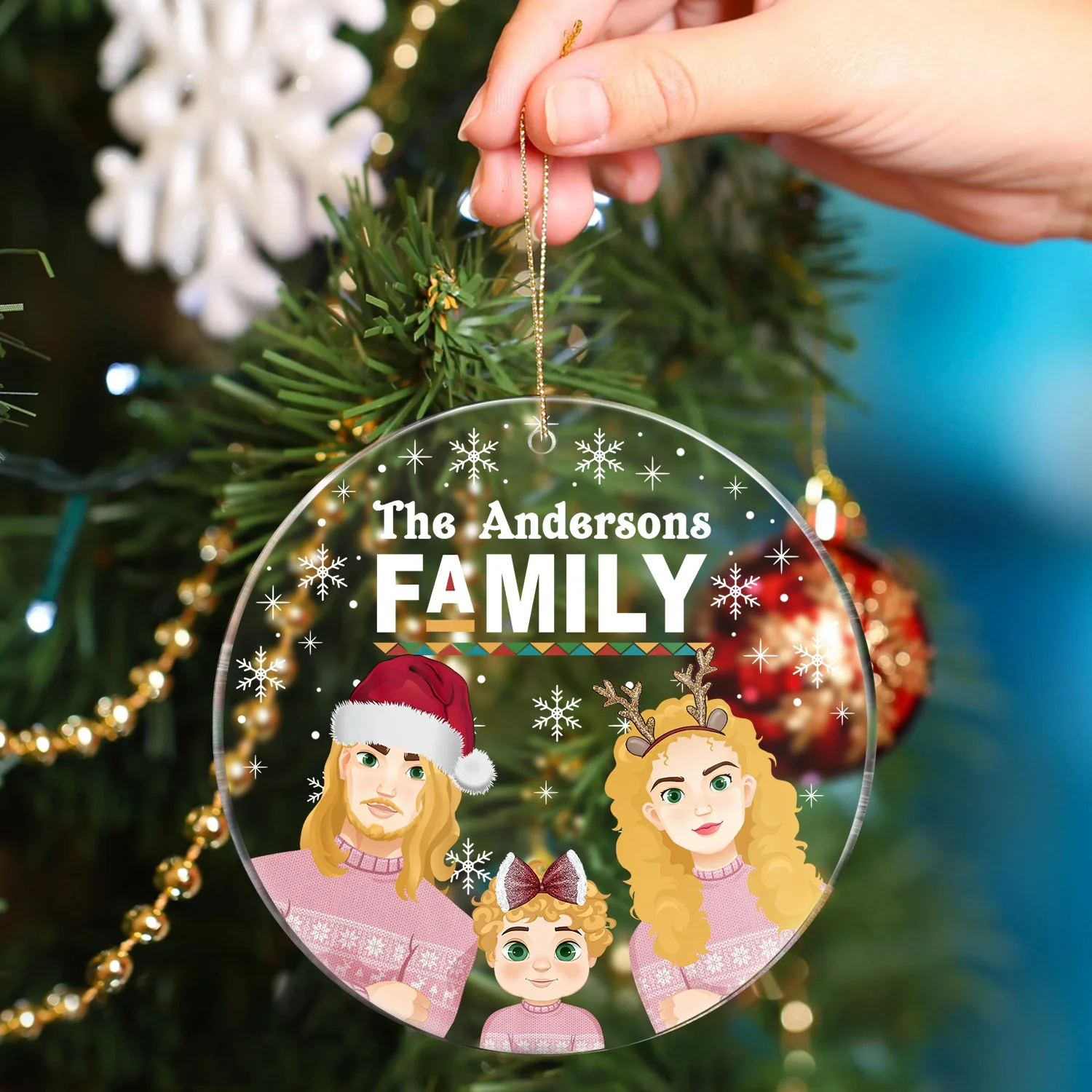 Christmas Family Custom Name - Gift For Family - Personalized Circle Acrylic Ornament - Image 4
