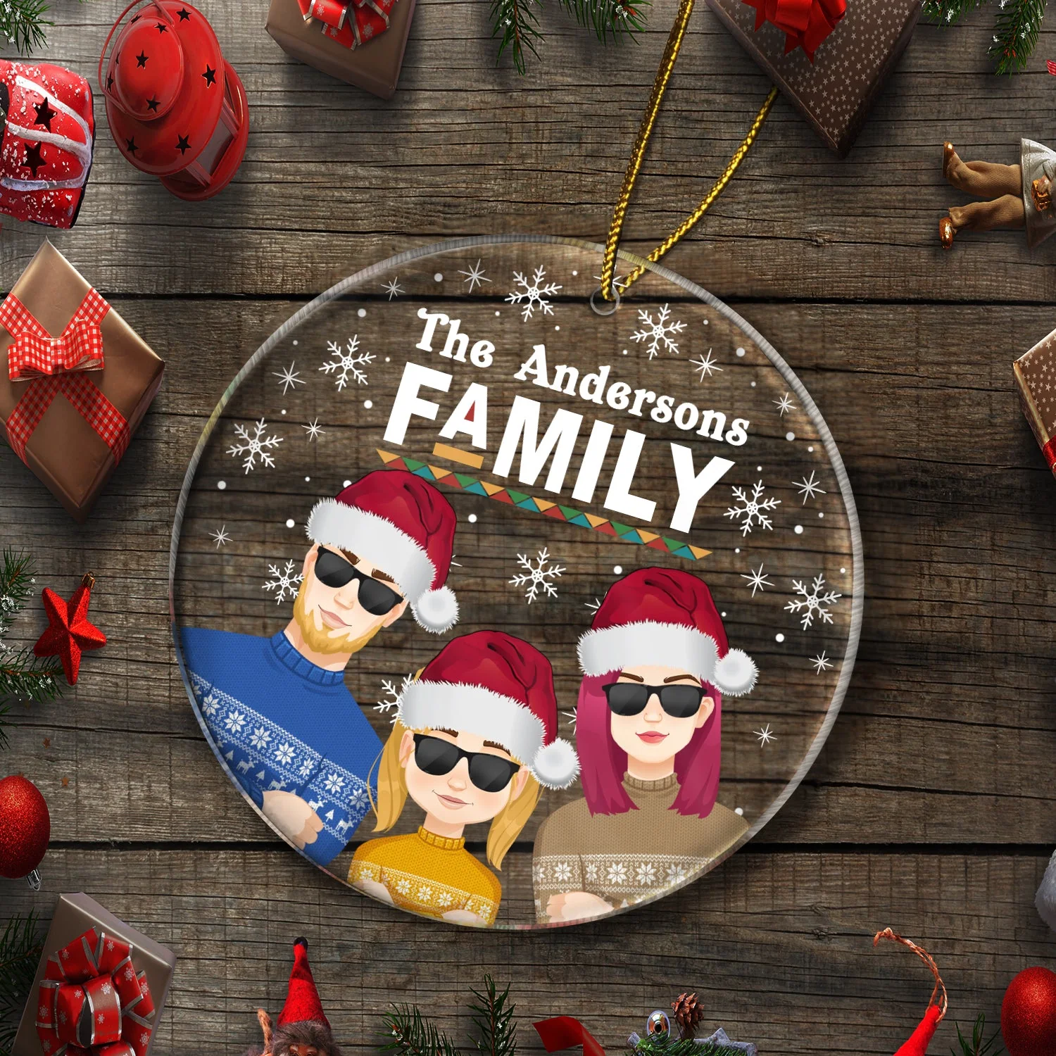 Christmas Family Custom Name - Gift For Family - Personalized Circle Acrylic Ornament - Image 5