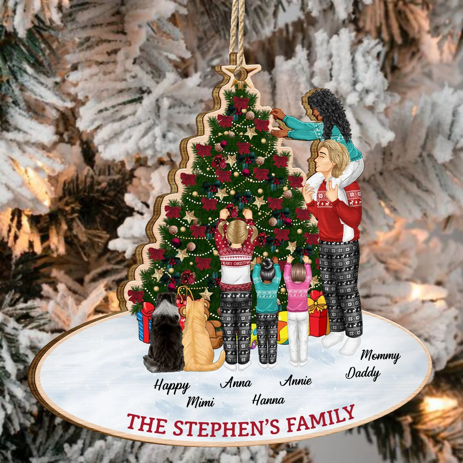 Christmas Family Decor Home - Gift For Parents, Couples, Pet Lovers - Personalized Wooden Cutout Ornament - Image 4