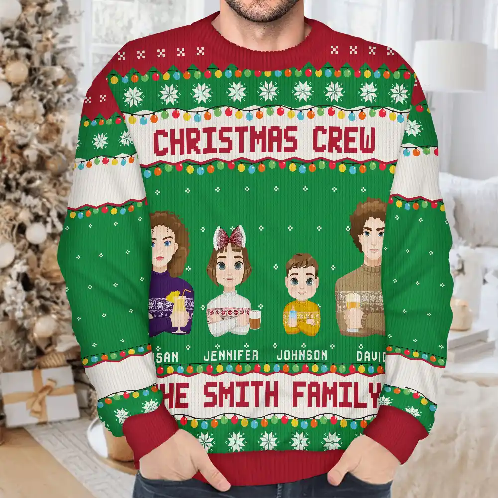 Christmas Family Forever This Is Us Flat Art - Personalized Unisex Ugly Sweater - Image 4