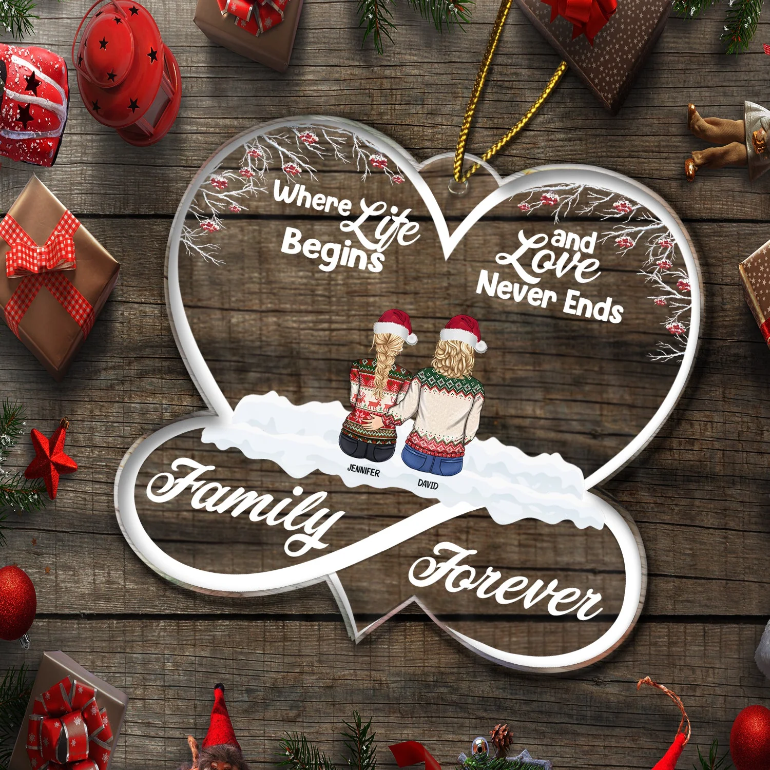 Christmas Family Forevers Love Never Ends - Gift For Family - Personalized Custom Shaped Acrylic Ornament - Image 5