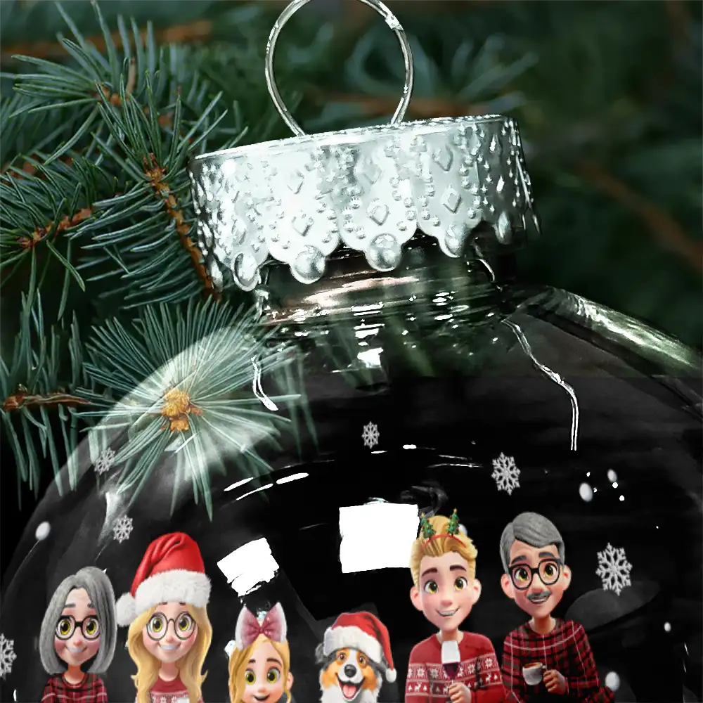 Christmas Family Gingerbread 3D Effect - Personalized Ball Ornament - Image 5