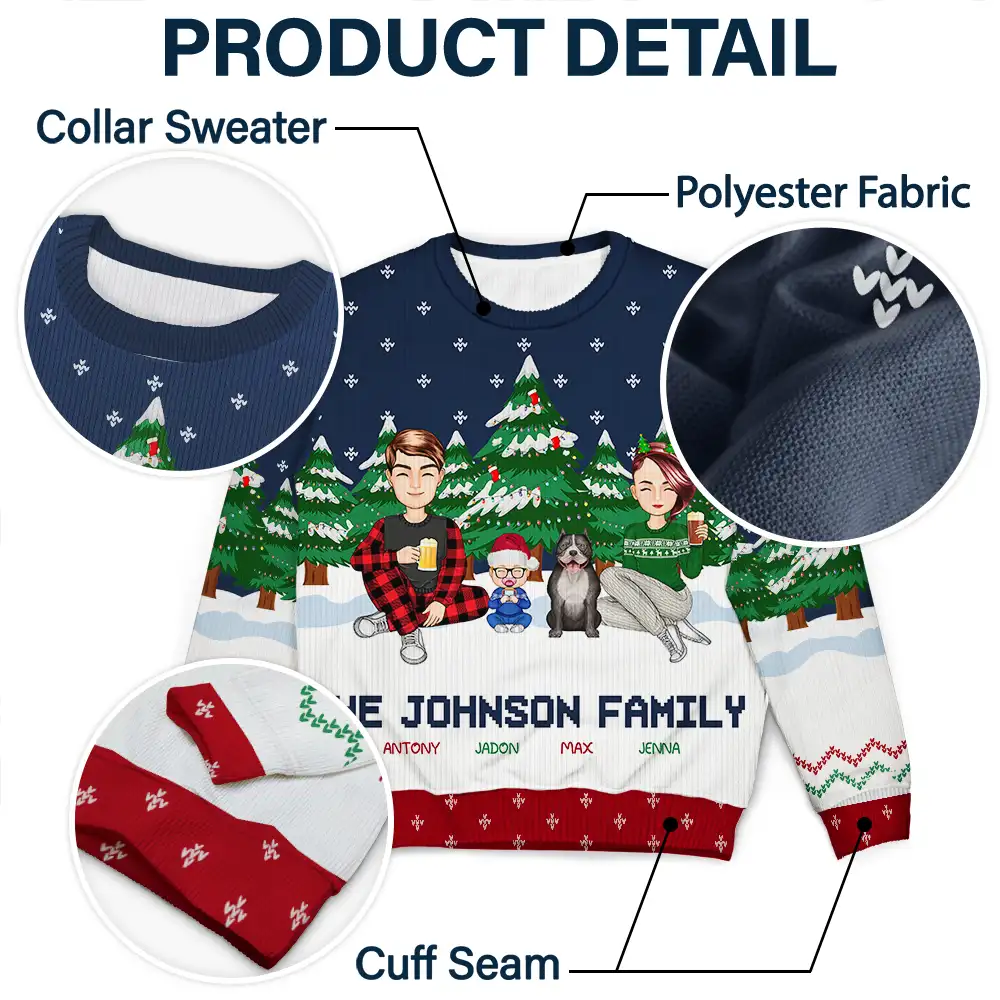 Christmas Family In The Forest A Whole Lot Of Love - Personalized Unisex Ugly Sweater - Image 6