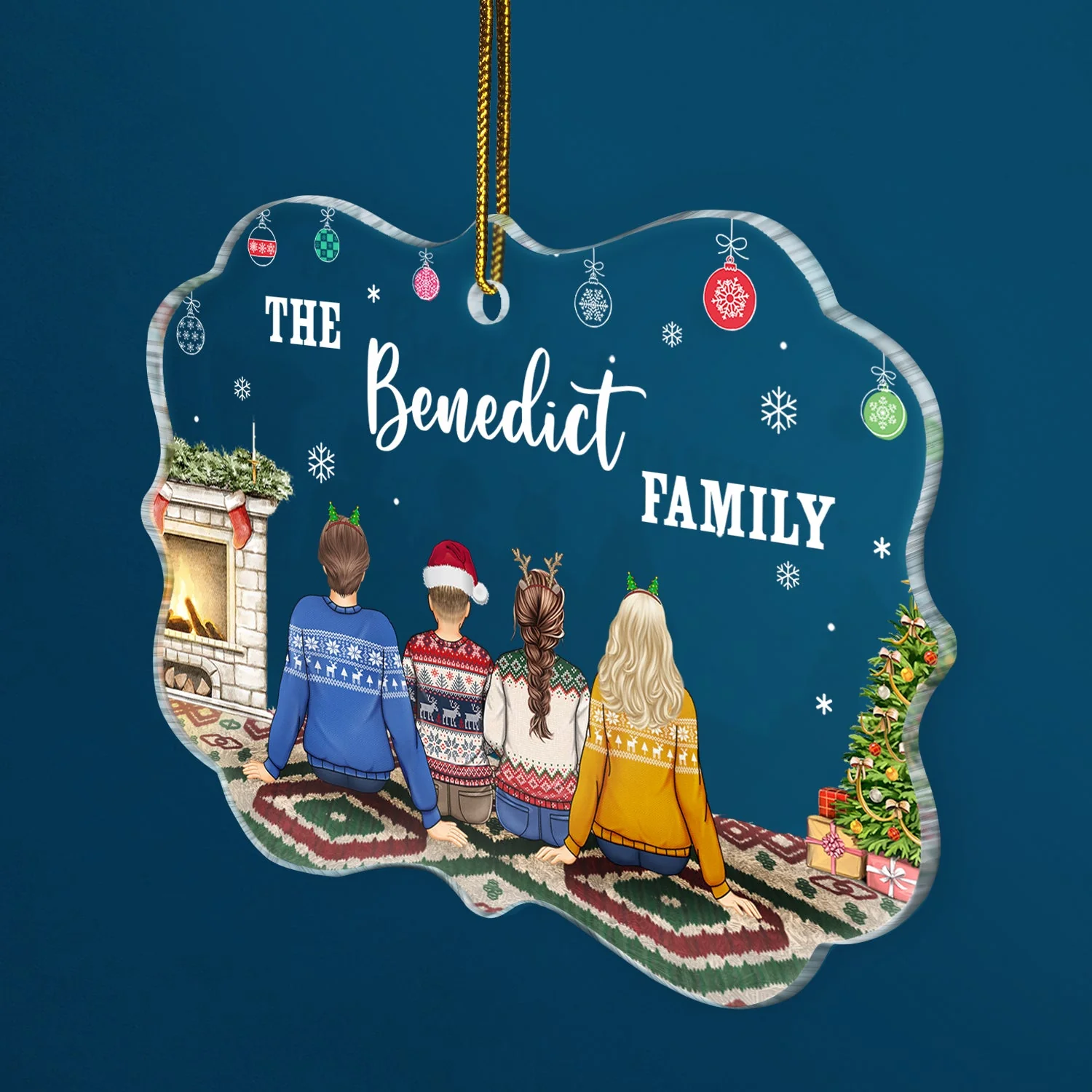 Christmas Family Name Custom - Gift For Family - Personalized Medallion Acrylic Ornament - Image 2