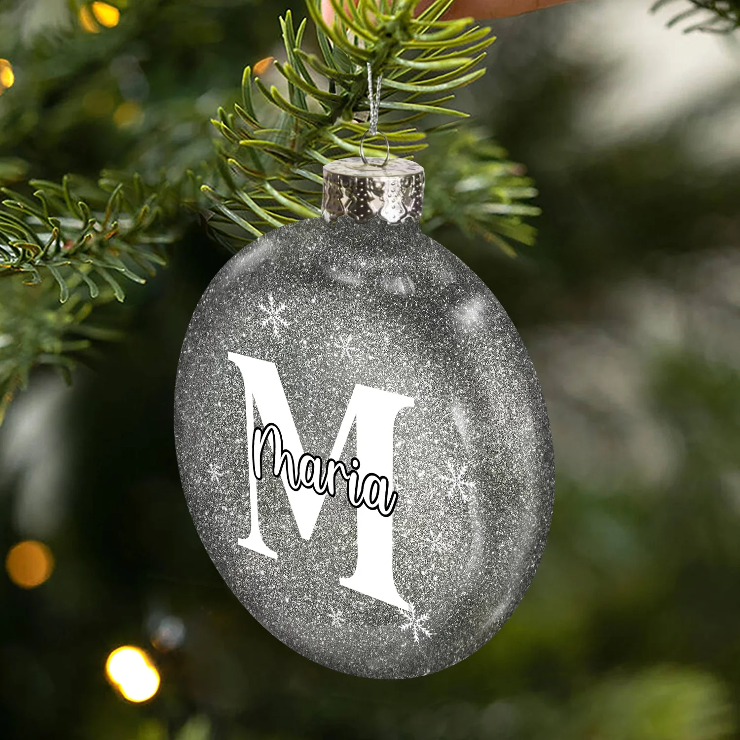 Christmas Family Name Custom Name Alphabet - Gift For Family - Personalized Glitter Plastic Ornament - Image 2