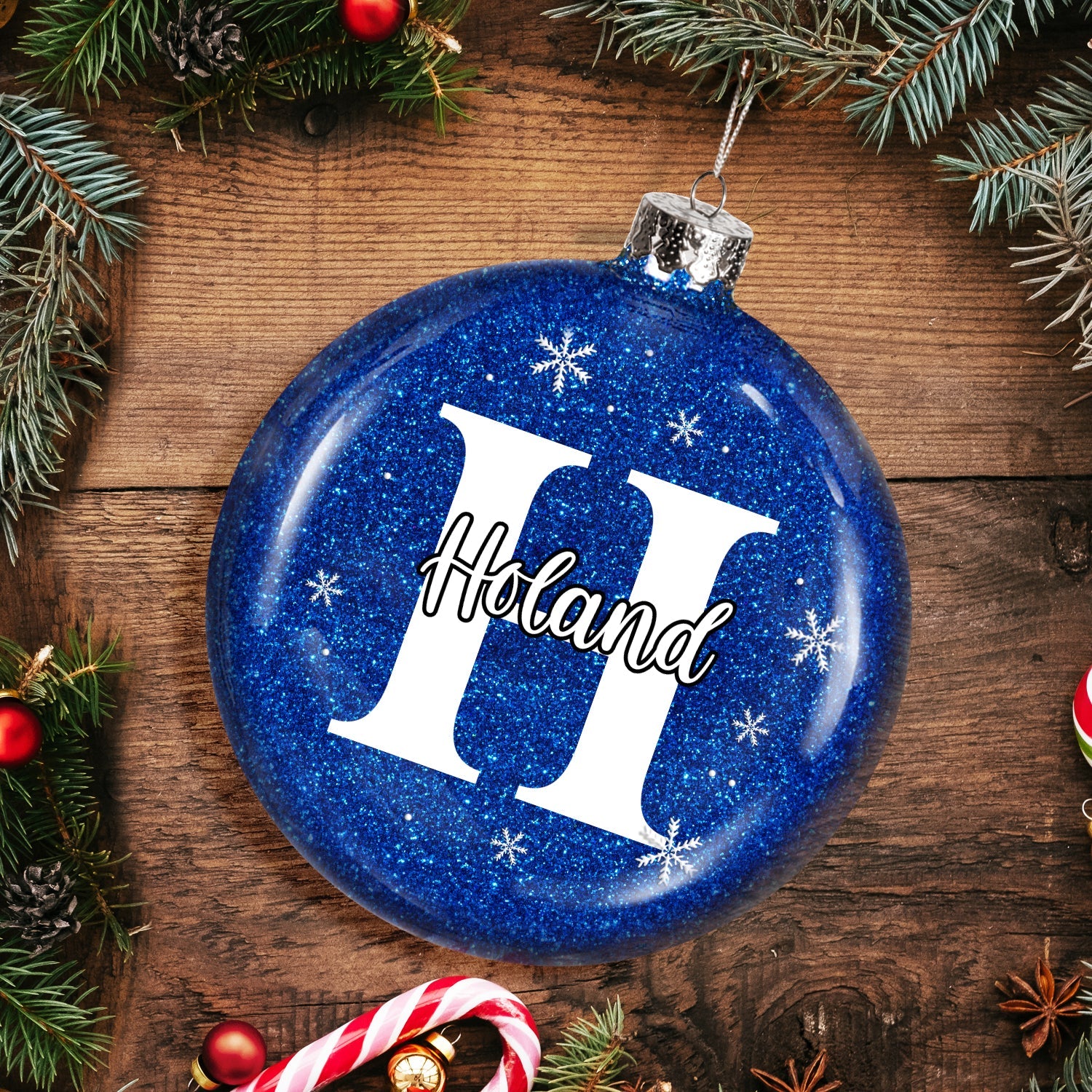 Christmas Family Name Custom Name Alphabet - Gift For Family - Personalized Glitter Plastic Ornament - Image 3
