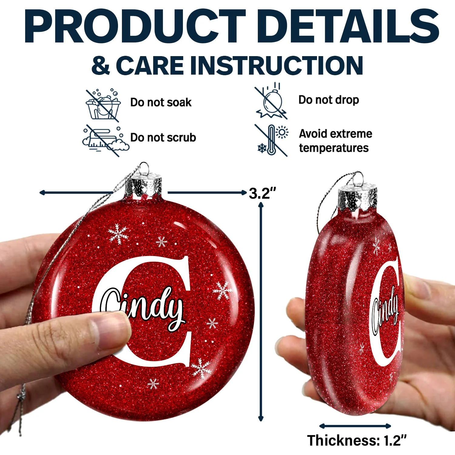 Christmas Family Name Custom Name Alphabet - Gift For Family - Personalized Glitter Plastic Ornament - Image 5