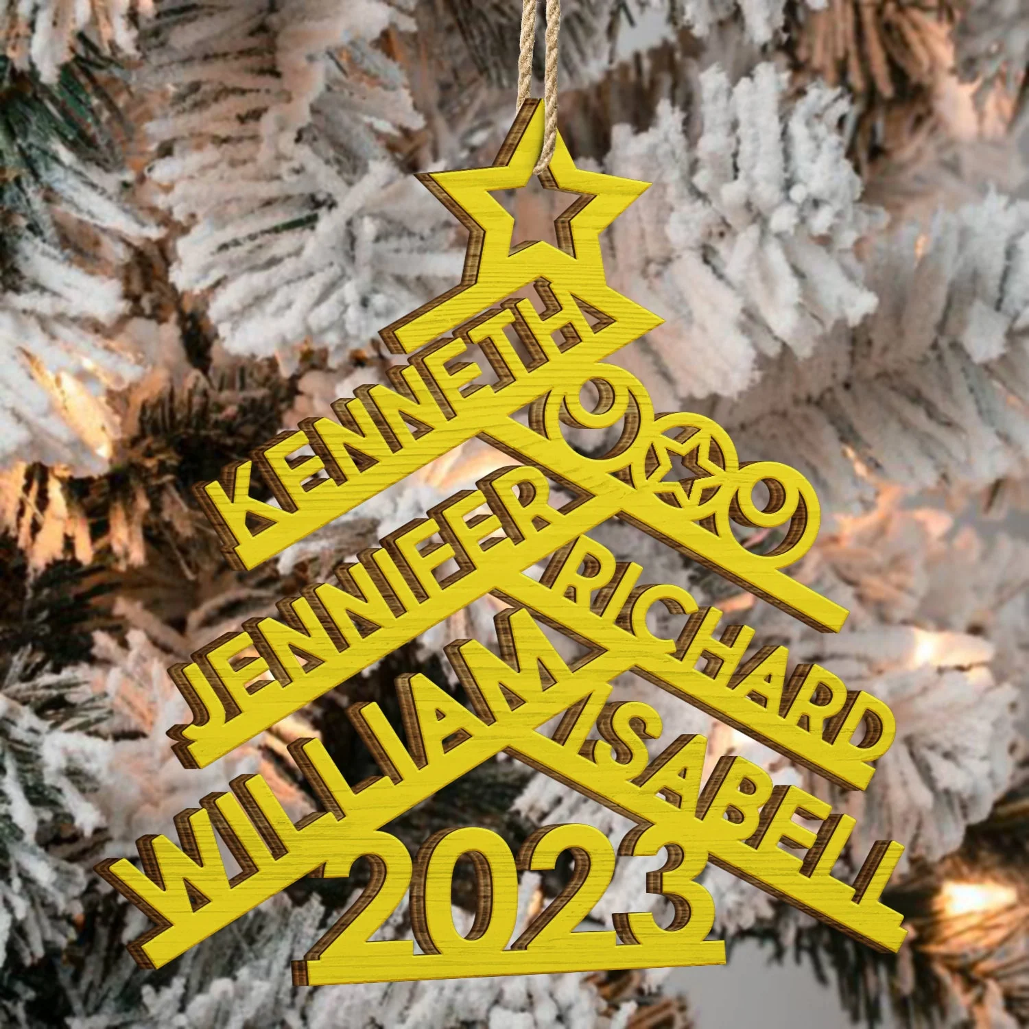 Christmas Family Names Decor - Gift For Family - Personalized Wooden Cutout Ornament - Image 4