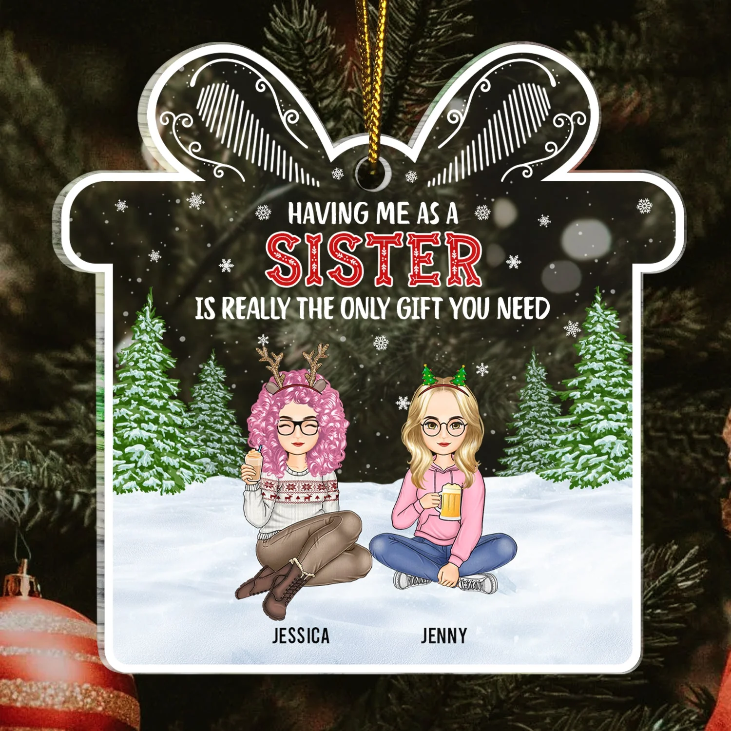 Christmas Family Only Gift You Need - Gift For Family - Personalized Custom Shaped Acrylic Ornament - Image 3
