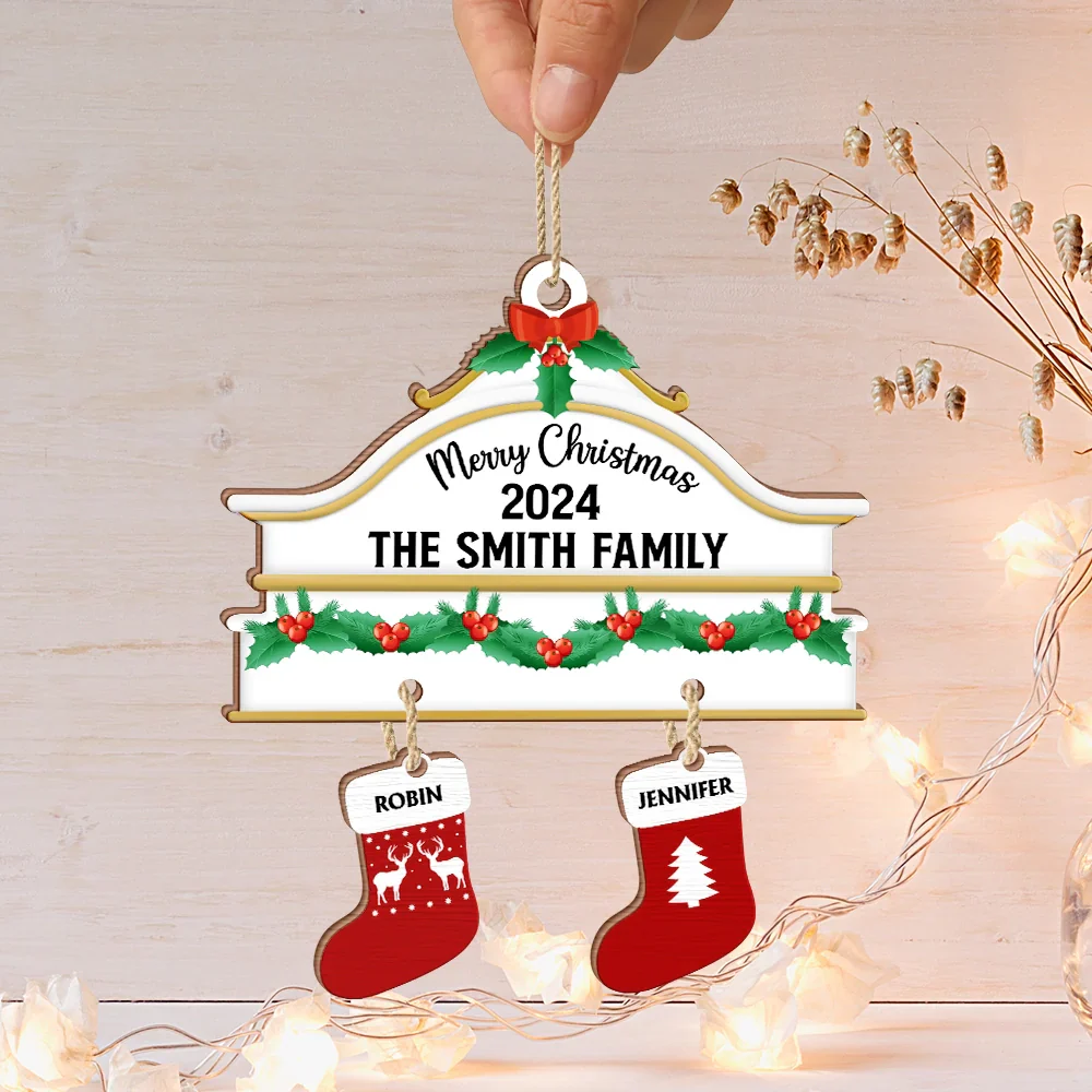 Christmas Family Stockings - Personalized Wooden Ornament With Wooden Tag - Image 2