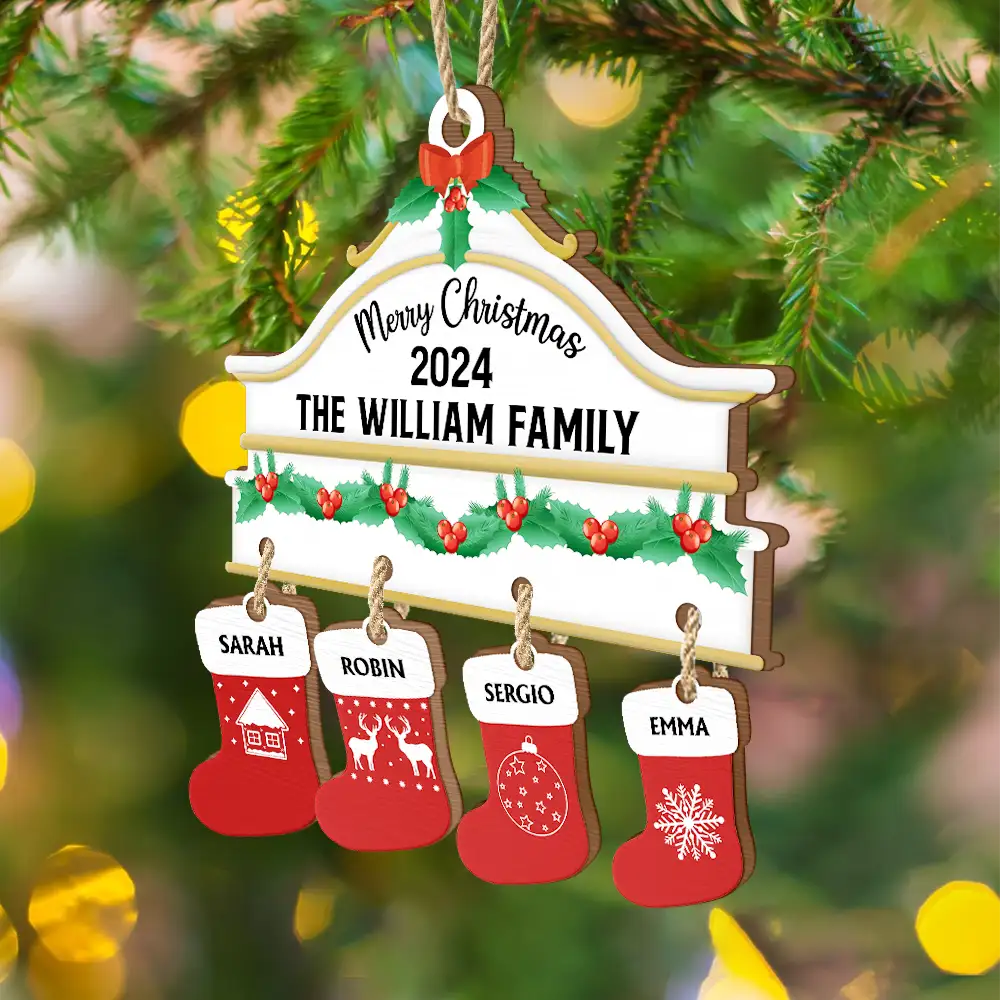 Christmas Family Stockings - Personalized Wooden Ornament With Wooden Tag - Image 4