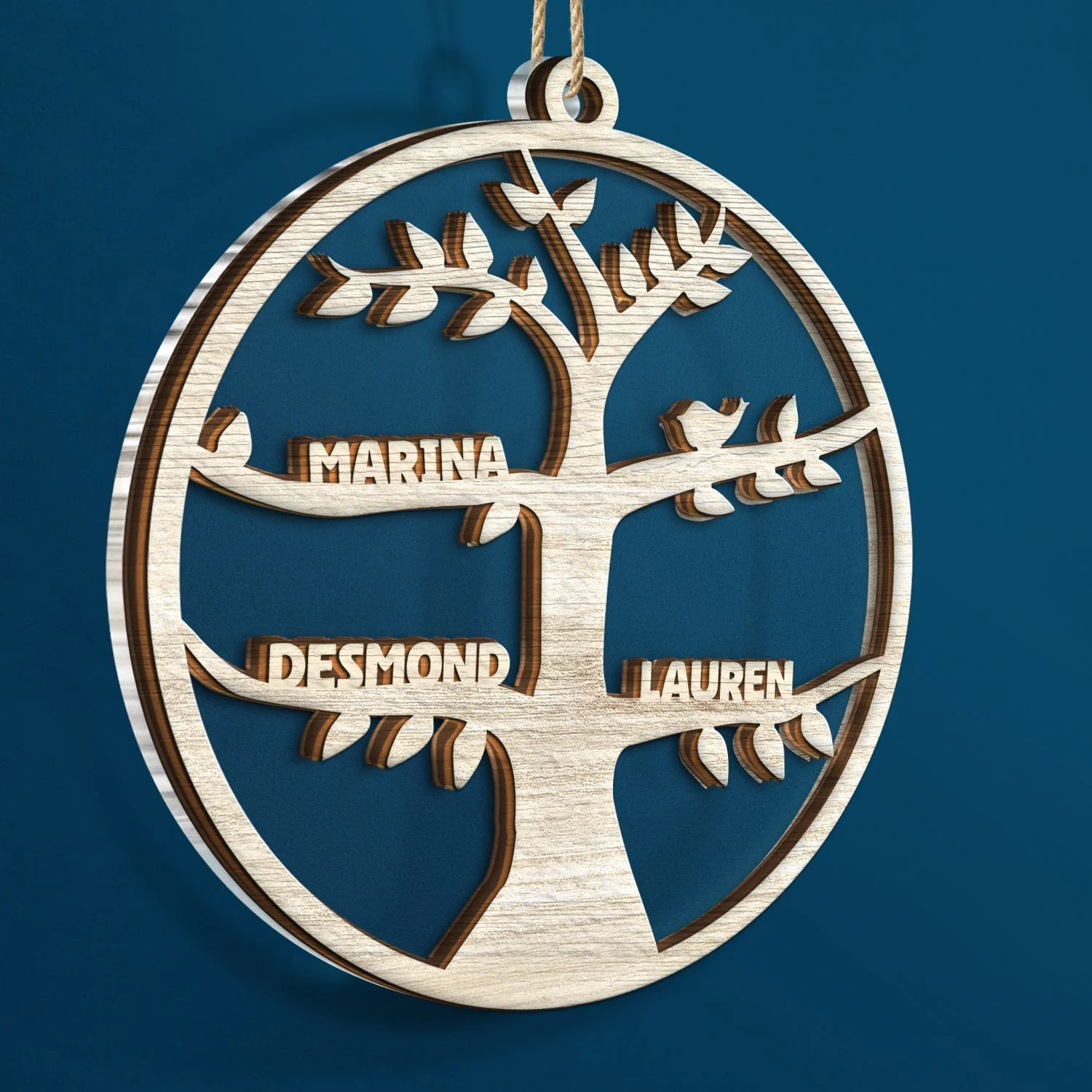 Christmas Family Tree - Personalized 2-Layered Mix Ornament - Image 2
