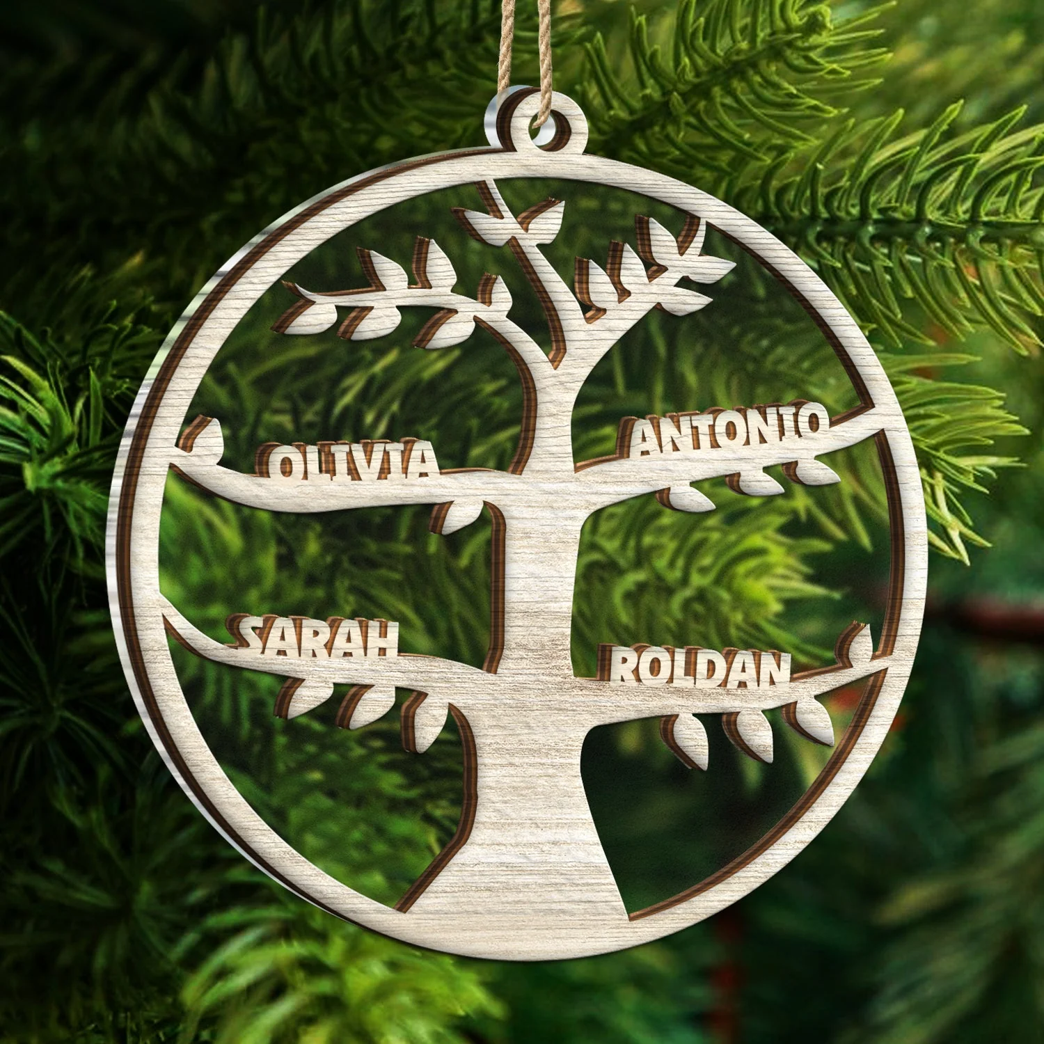 Christmas Family Tree - Personalized 2-Layered Mix Ornament - Image 5