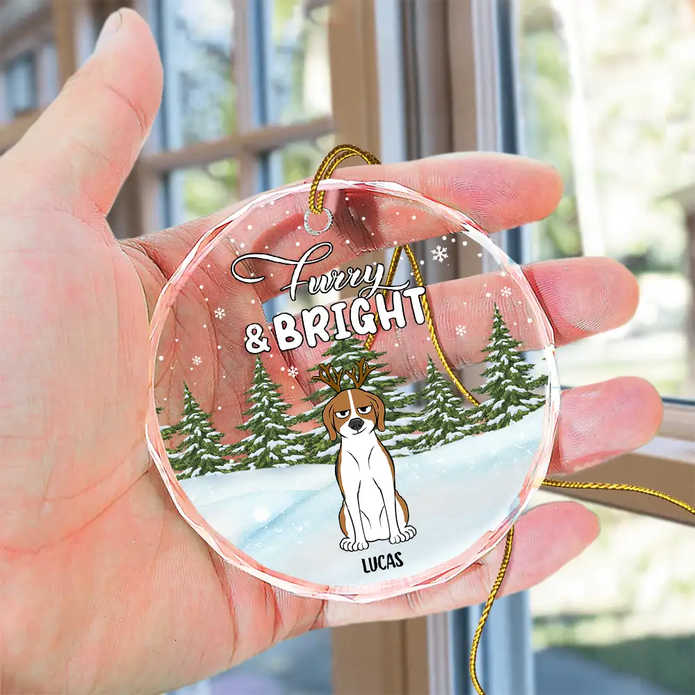 Christmas Feliz Navidog - Personalized Circle Glass Ornament - Image 4