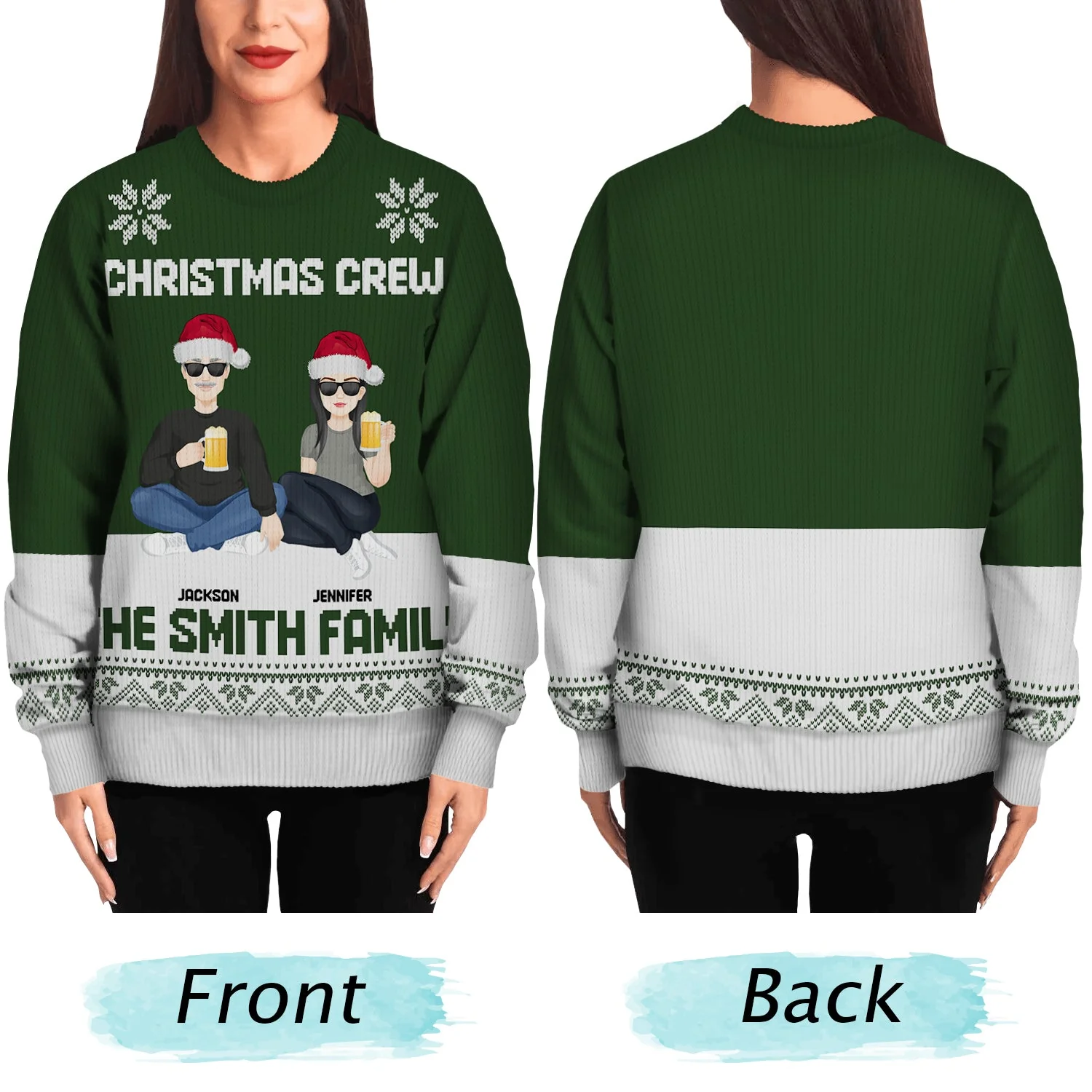 Christmas Flat Art Family Christmas Crew - Gift For Family - Personalized Unisex Ugly Sweater - Image 5