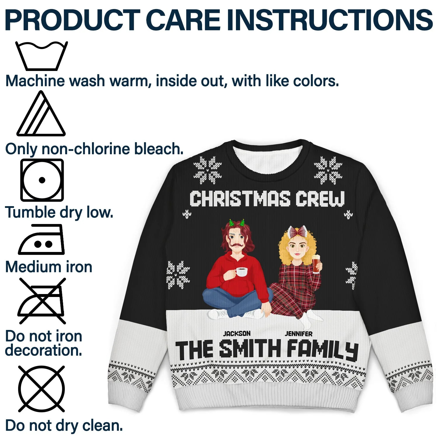 Christmas Flat Art Family Christmas Crew - Gift For Family - Personalized Unisex Ugly Sweater - Image 7