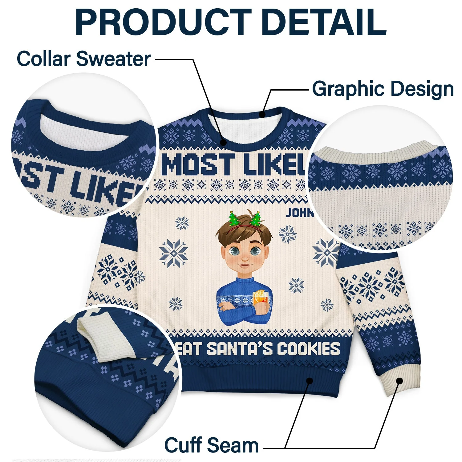 Christmas Flat Art Most Likely To - Gift For Family - Personalized Unisex Ugly Sweater - Image 6