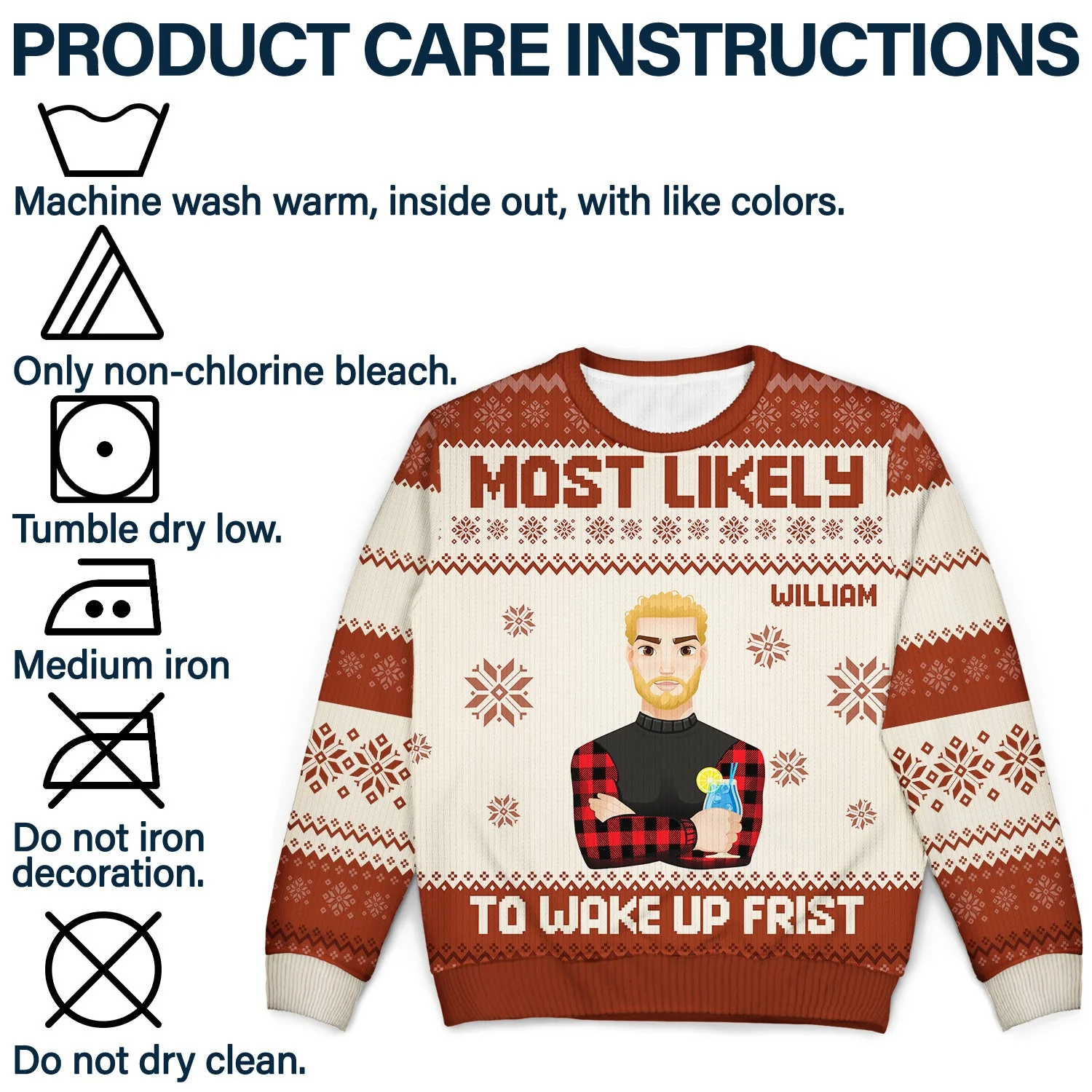 Christmas Flat Art Most Likely To - Gift For Family - Personalized Unisex Ugly Sweater - Image 7
