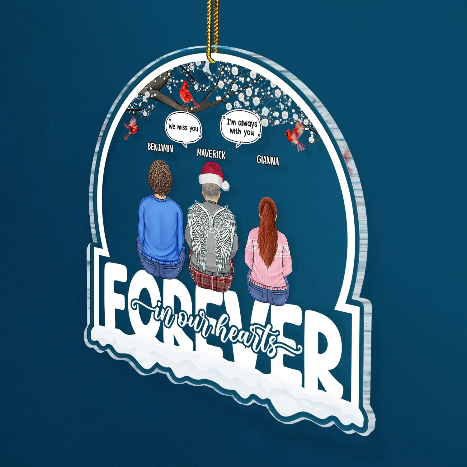 Christmas Forever In Our Hearts - Memorial Gift - Personalized Custom Shaped Acrylic Ornament - Image 2