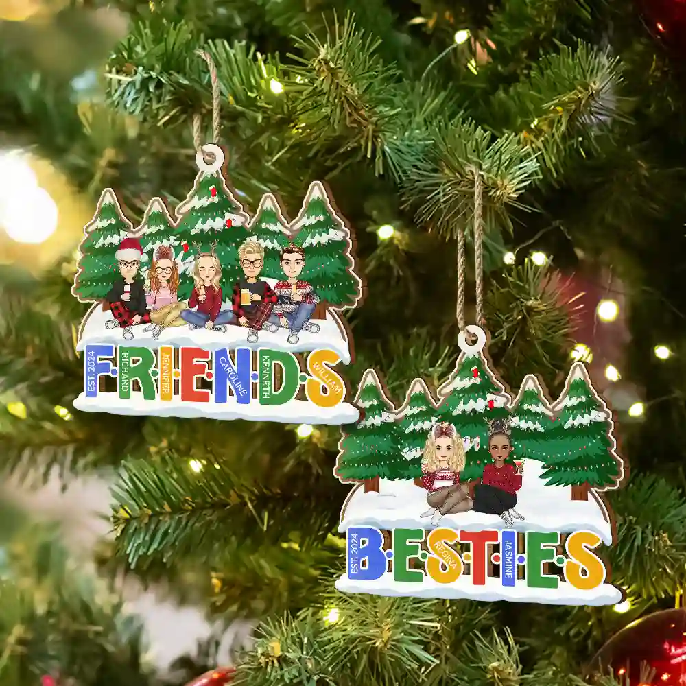 Christmas Friends Always Better Together - Personalized Wooden Cutout Ornament - Image 6