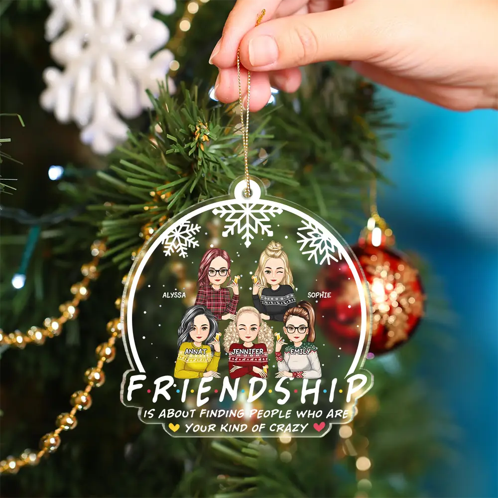 Christmas Friendship Is About Finding People - Personalized Custom Shaped Acrylic Ornament - Image 4