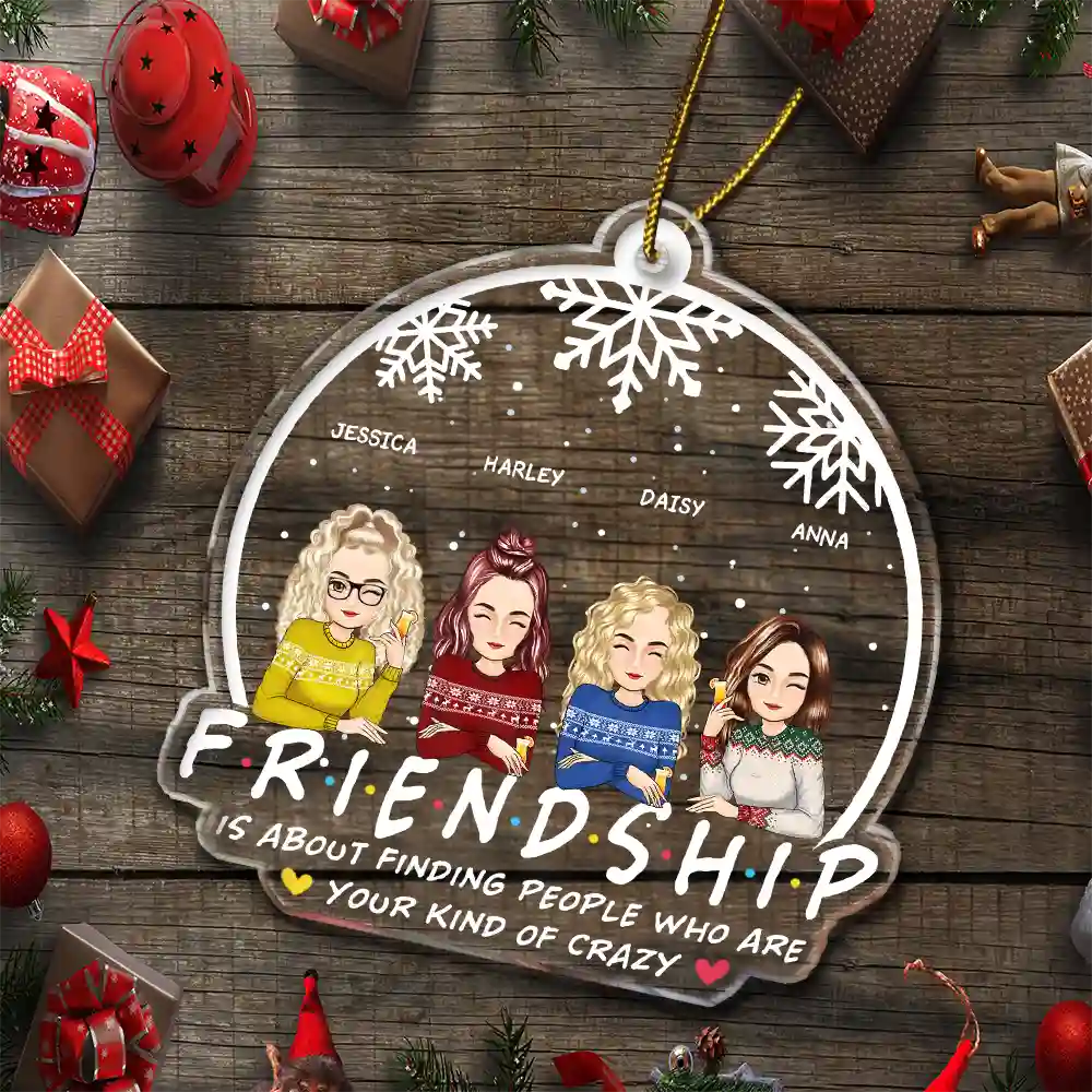 Christmas Friendship Is About Finding People - Personalized Custom Shaped Acrylic Ornament - Image 5