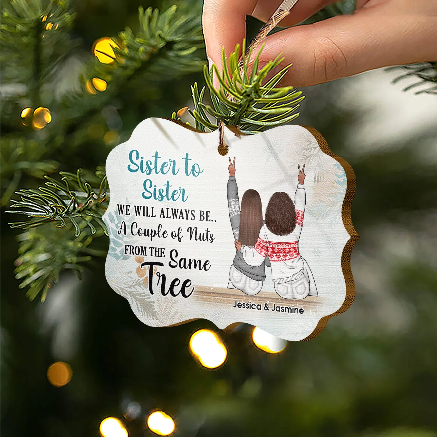 Christmas From The Same Tree - Gift For Sisters - Personalized Custom Wooden Ornament - Image 2