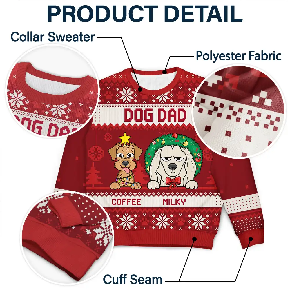 Christmas Funny Cat Mom Pet Lover Dog Person - Personalized Unisex Ugly Sweater - Image 7