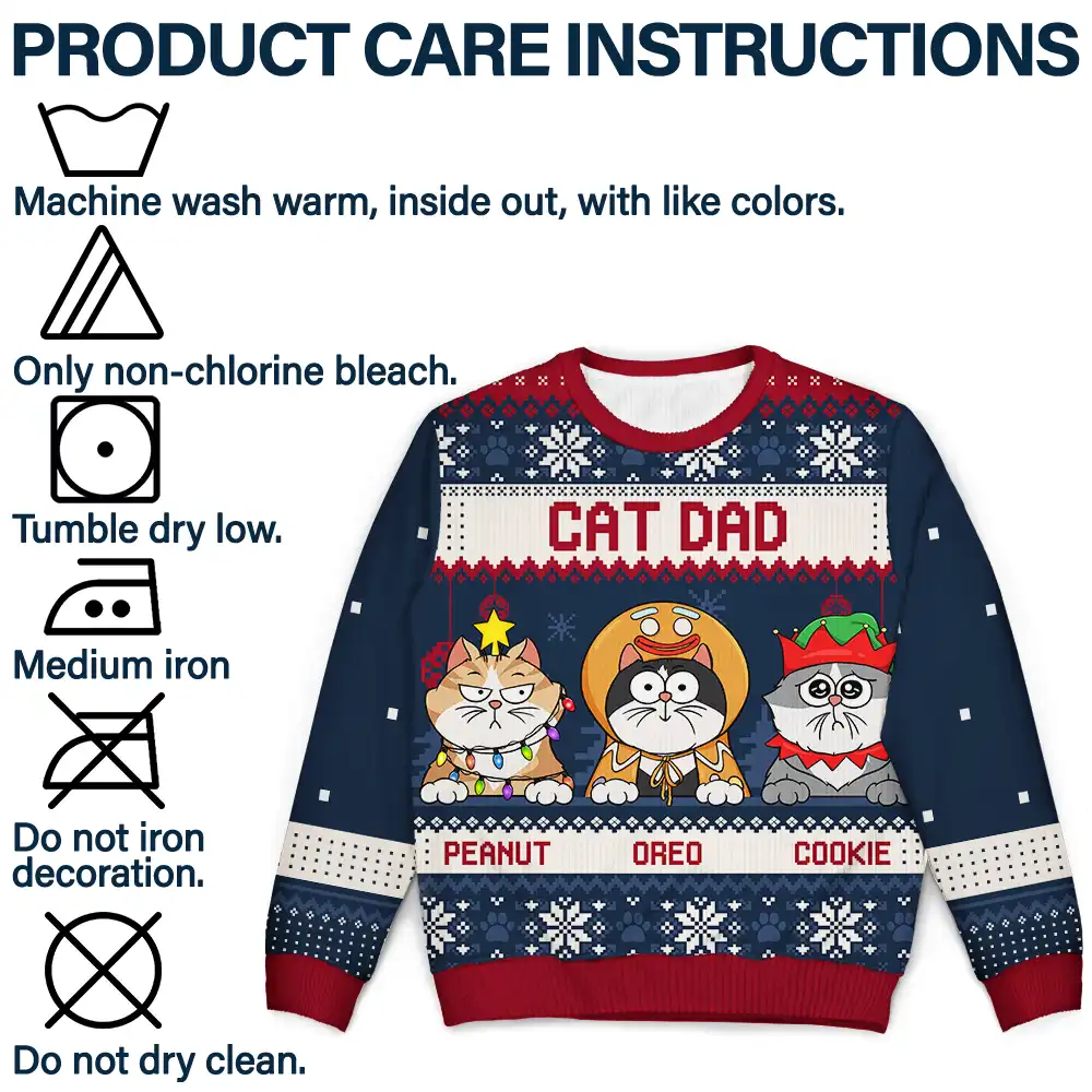 Christmas Funny Cat Mom Pet Lover Dog Person - Personalized Unisex Ugly Sweater - Image 8