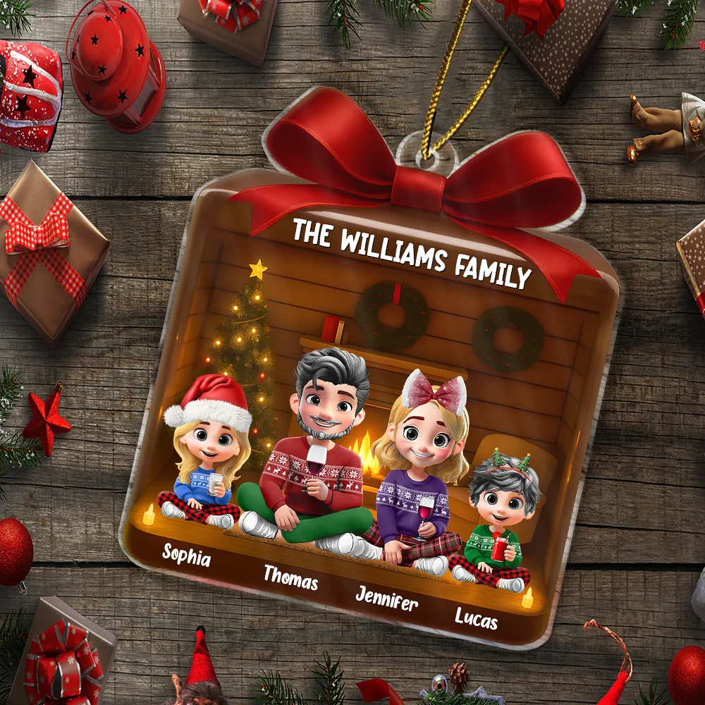 Christmas Gift 3D Effect Family - Personalized Custom Shaped Acrylic Ornament - Image 5