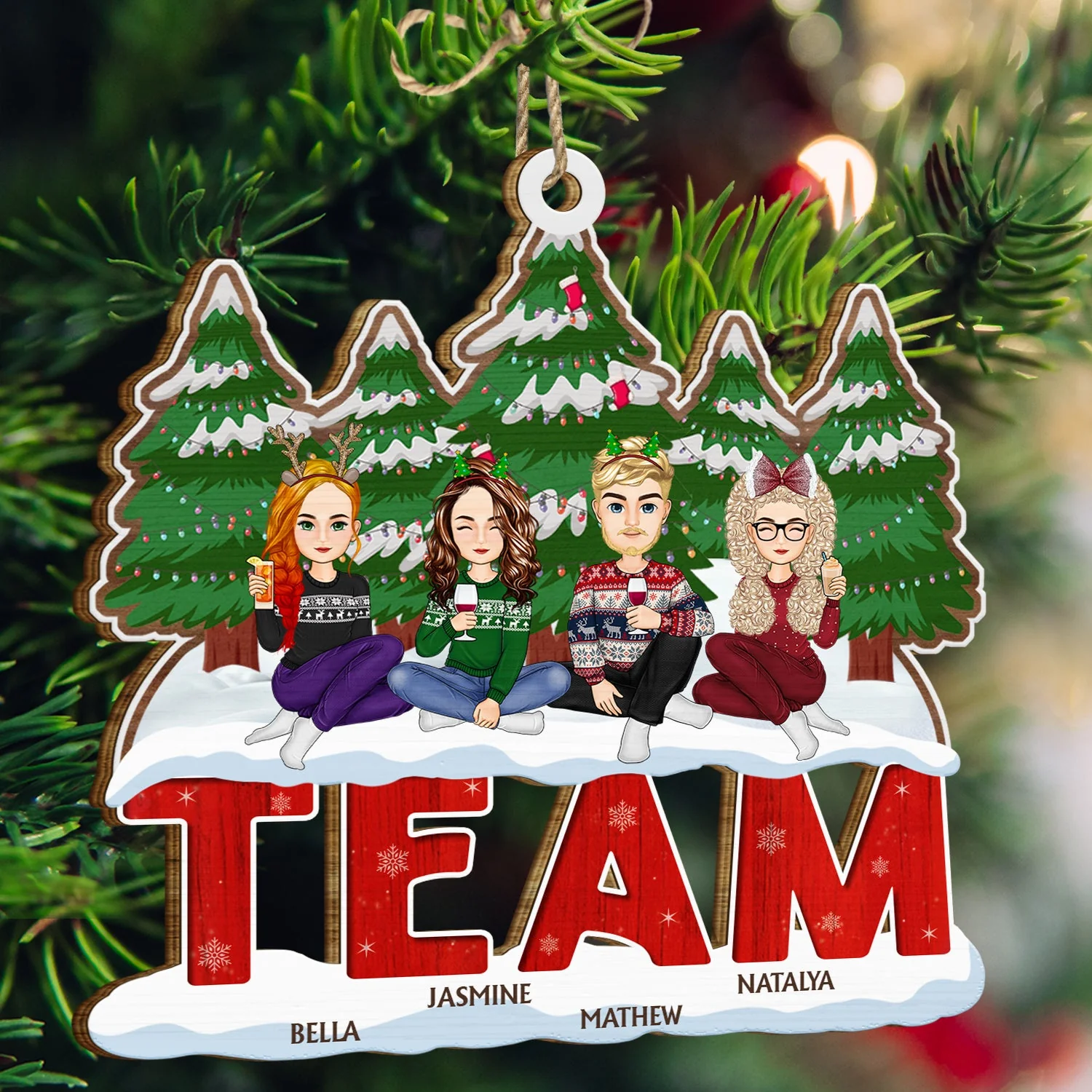 Christmas Gift For Siblings, Sisters, Brothers, Besties, Coworkers - Personalized Wooden Cutout Ornament - Image 3