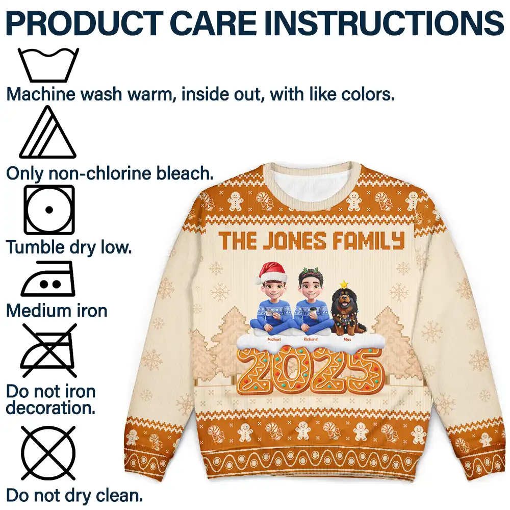 Christmas Gingerbread Family 3D Effect - Personalized Unisex Ugly Sweater - Image 7