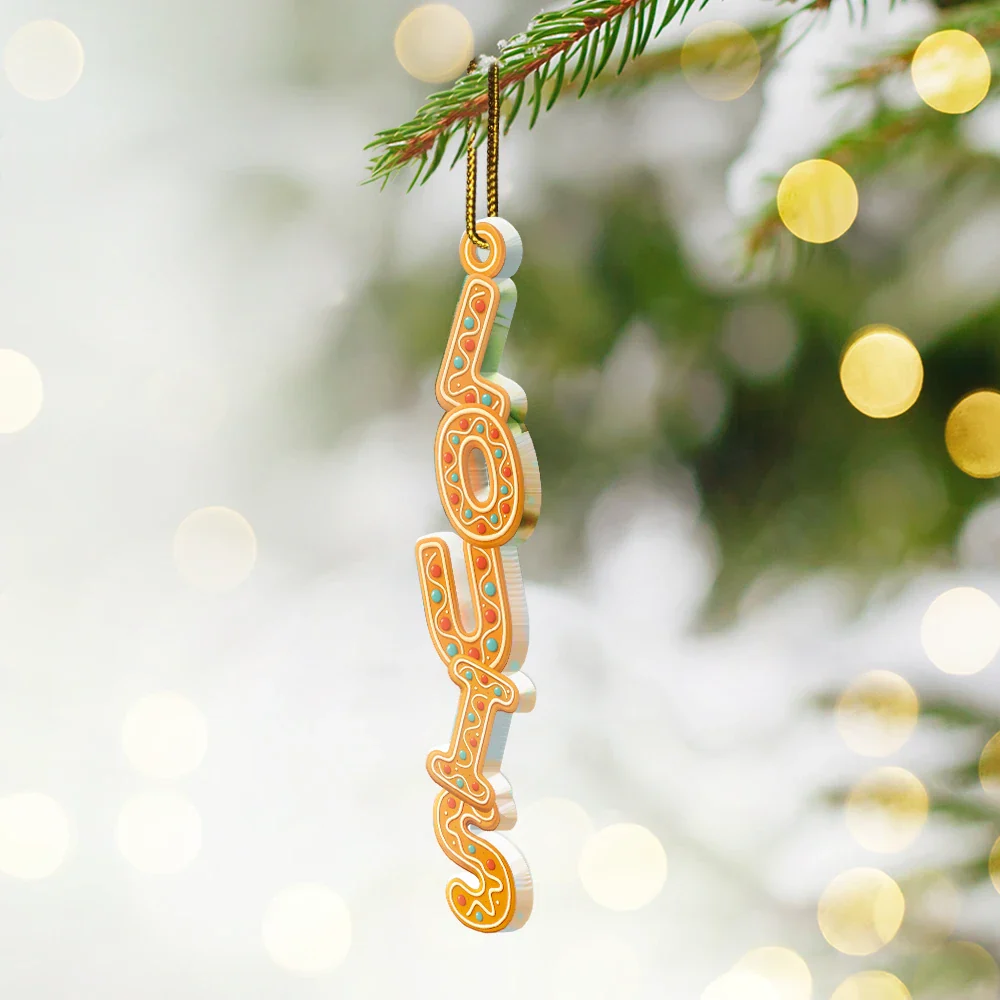 Christmas Gingerbread Name Garland - Personalized Custom Shaped Acrylic Ornament - Image 2
