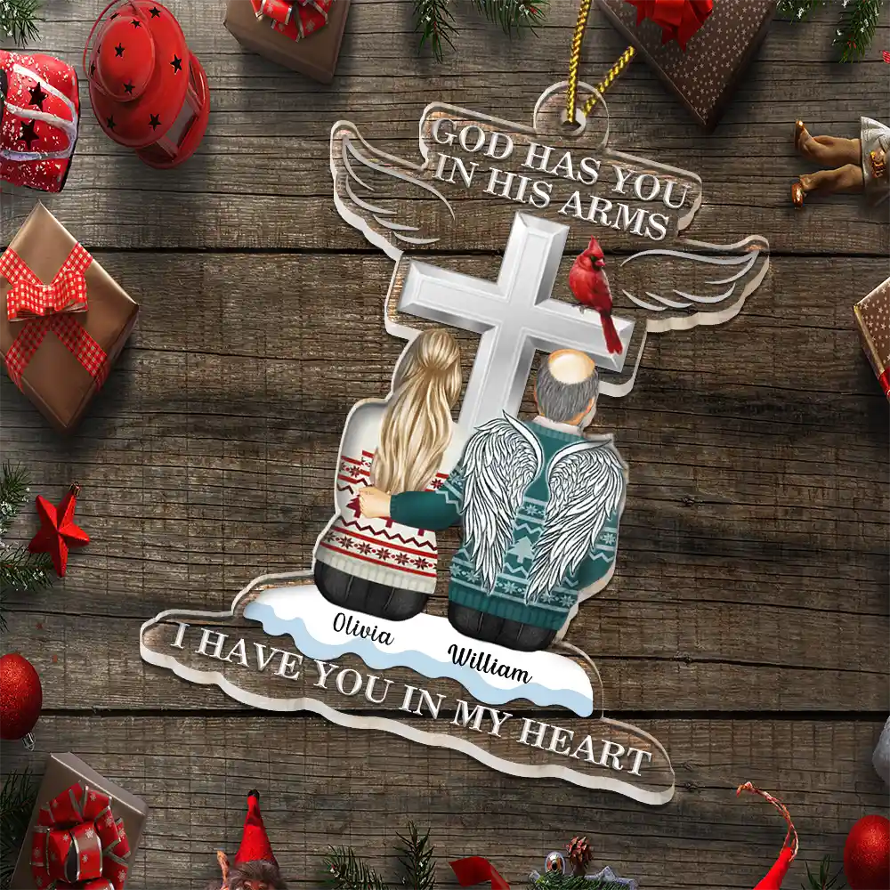 Christmas God Has You In His Arms - Personalized Cutout Acrylic Ornament - Image 6