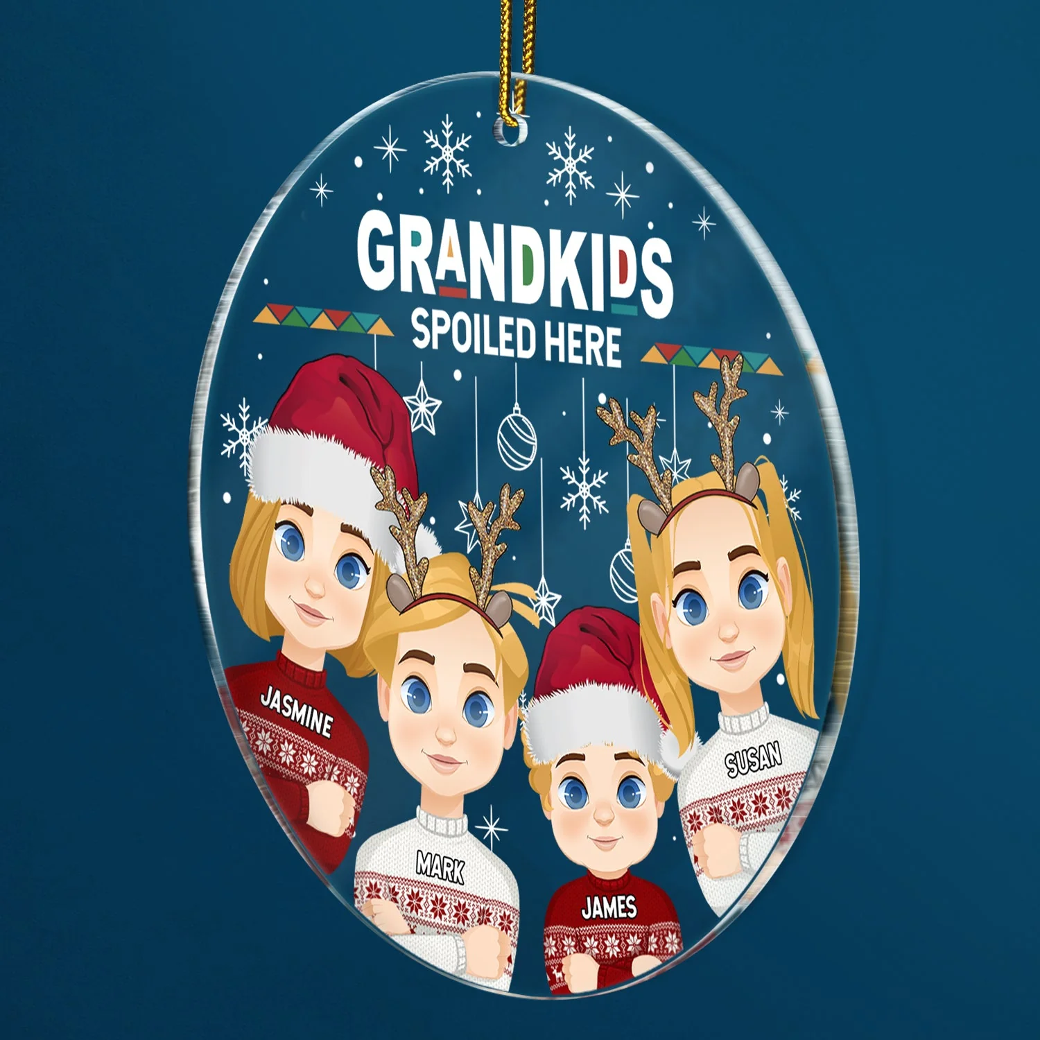 Christmas Grandkids & Grandpups Spoil Here - Gift For Grandparents - Personalized Circle Acrylic Ornament - Image 2