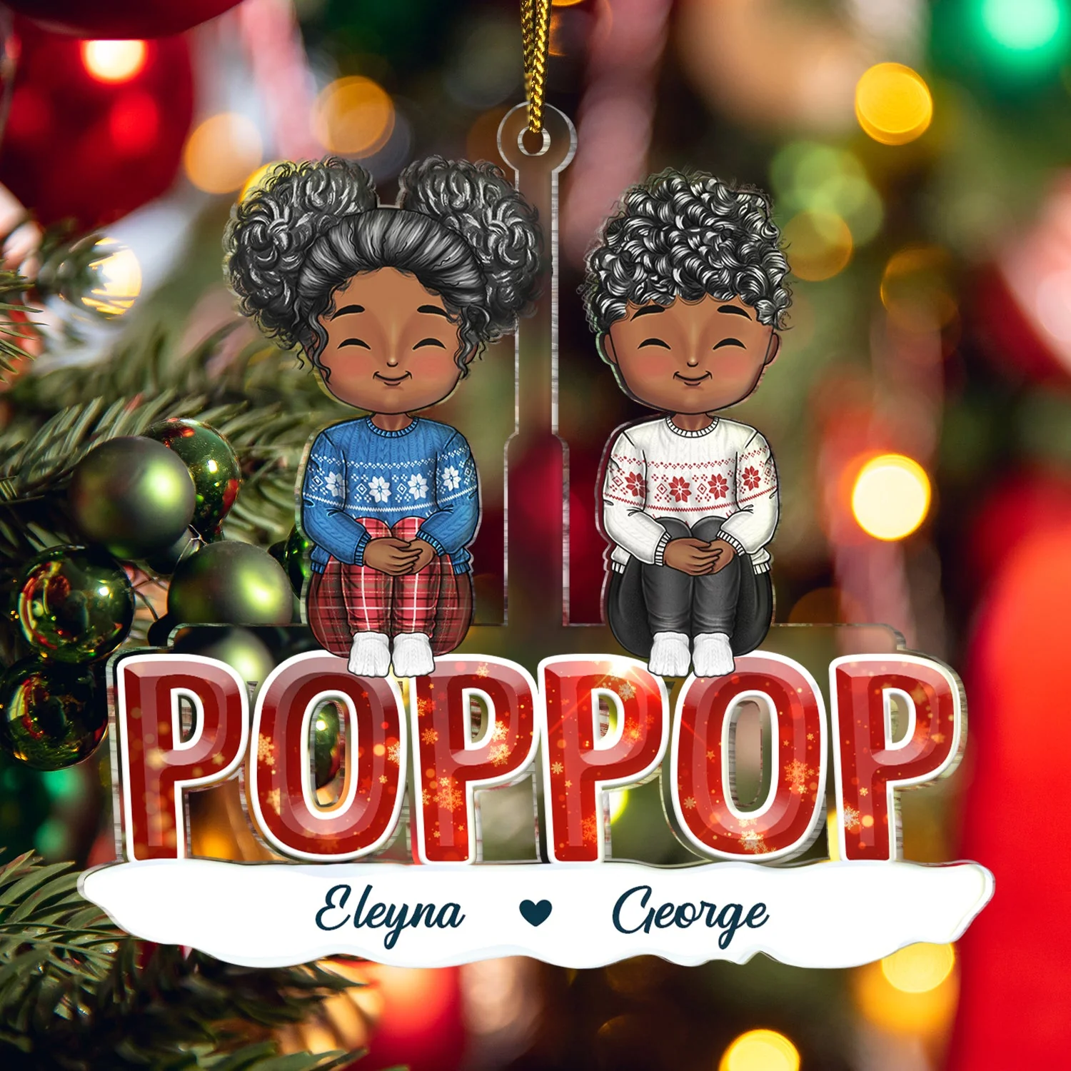 Christmas Grandkids Nana Papa Mommy Dad - Loving Gift For Grandpa, Grandma, Grandparents - Personalized Cutout Acrylic Ornament - Image 5