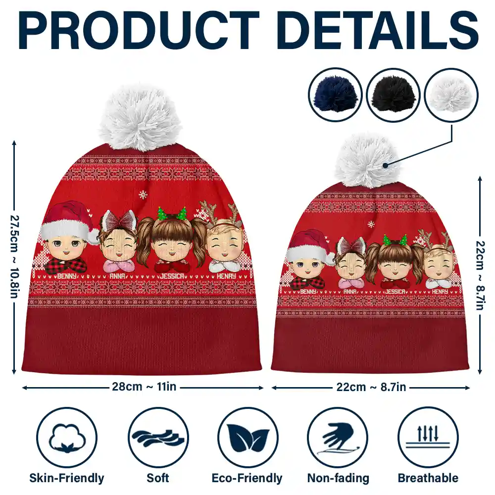Christmas Grandkids - Personalized Bobble Beanie Hat - Image 5