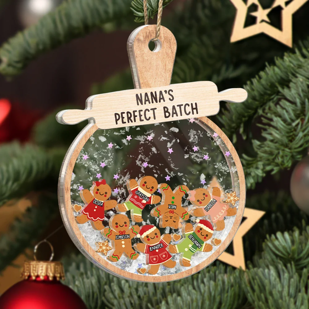 Christmas Grandma Cookies Perfect Batch - Personalized 3-Layered Acrylic Shaker Ornament - Image 3