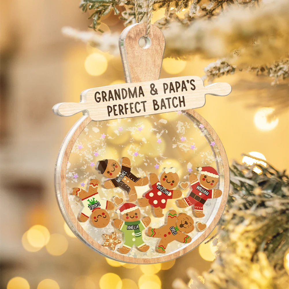 Christmas Grandma Cookies Perfect Batch - Personalized 3-Layered Acrylic Shaker Ornament - Image 4