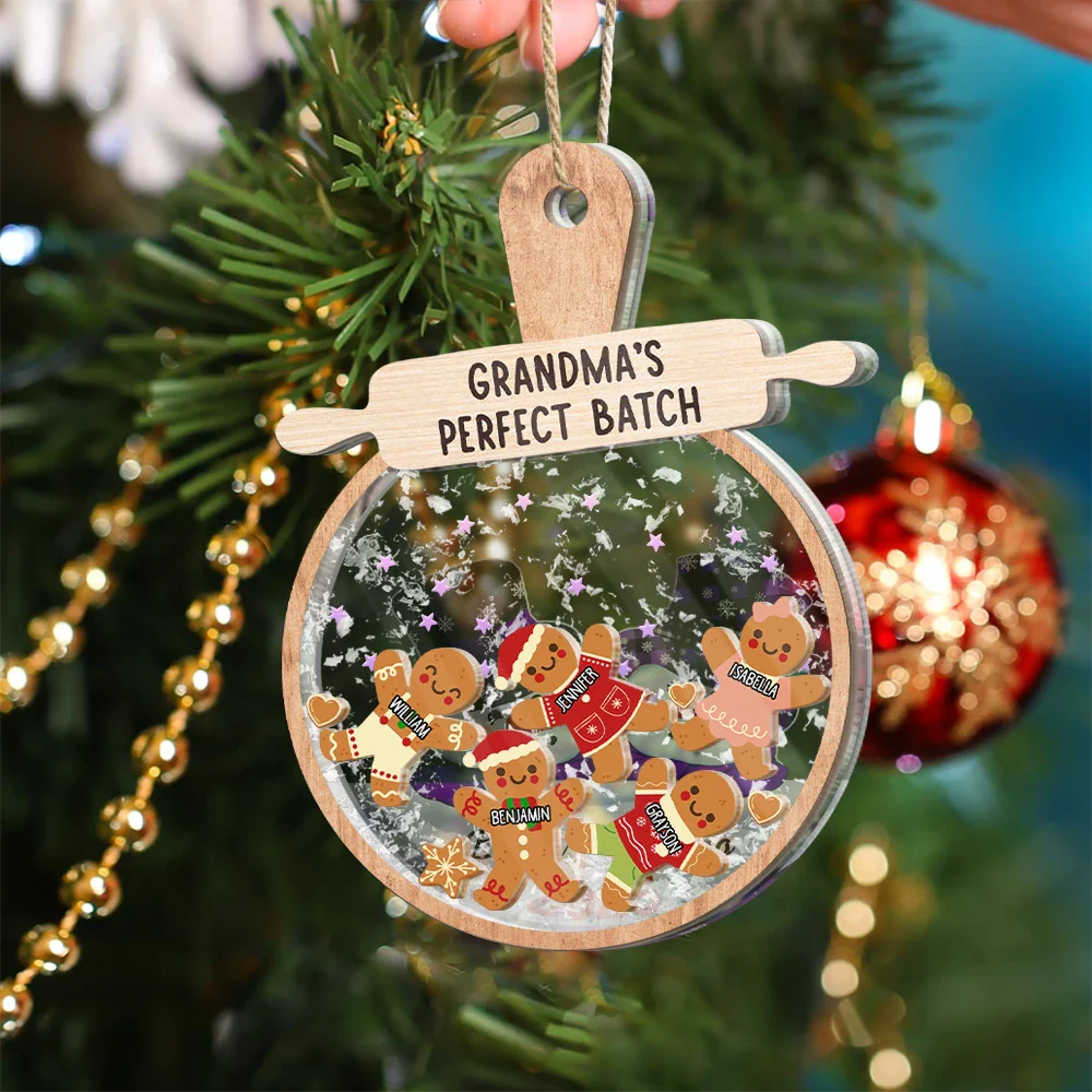 Christmas Grandma Cookies Perfect Batch - Personalized 3-Layered Acrylic Shaker Ornament - Image 5